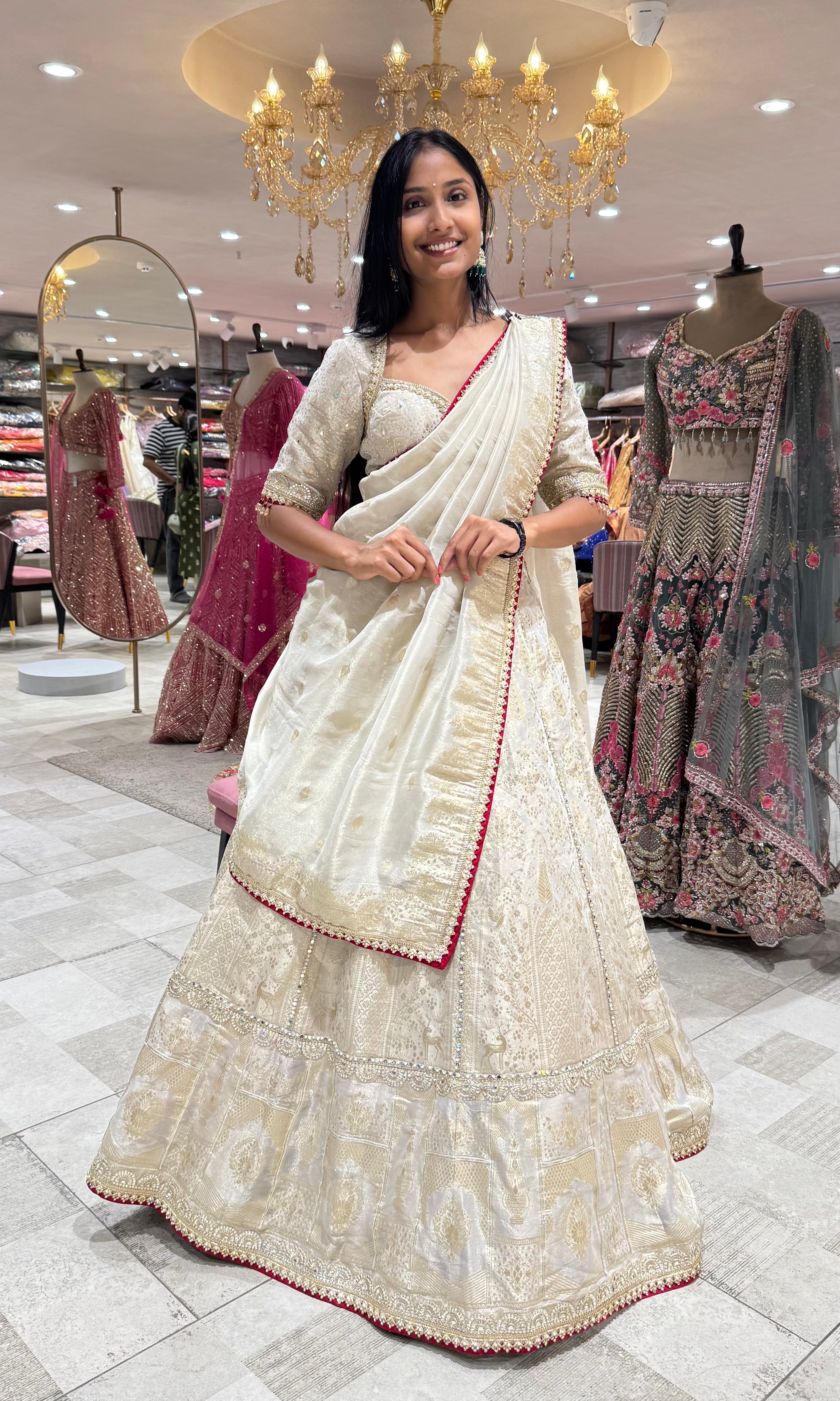 SILVER GOLDEN ETHNIC LEHENGA