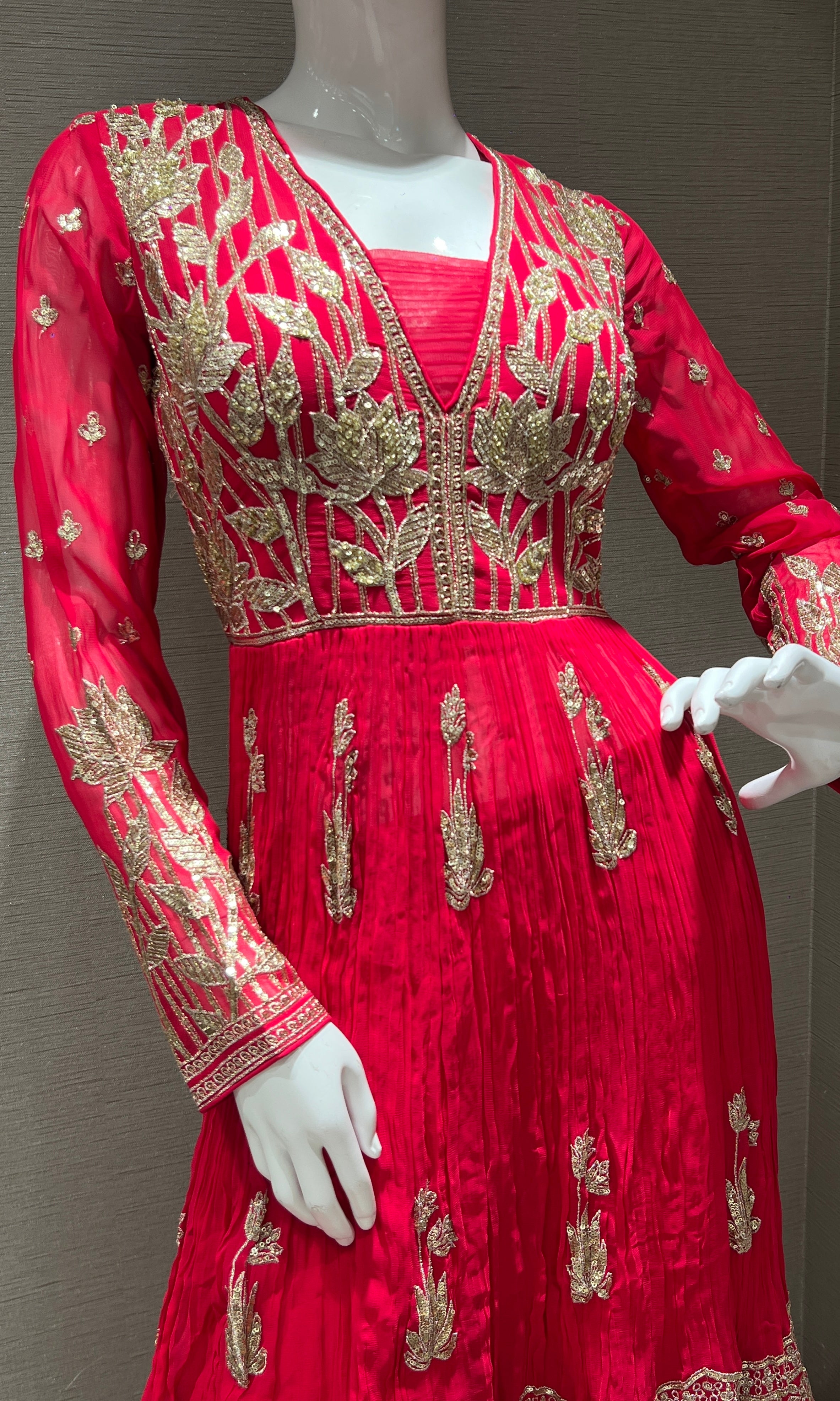 elegant pink and gold embroidered sharara