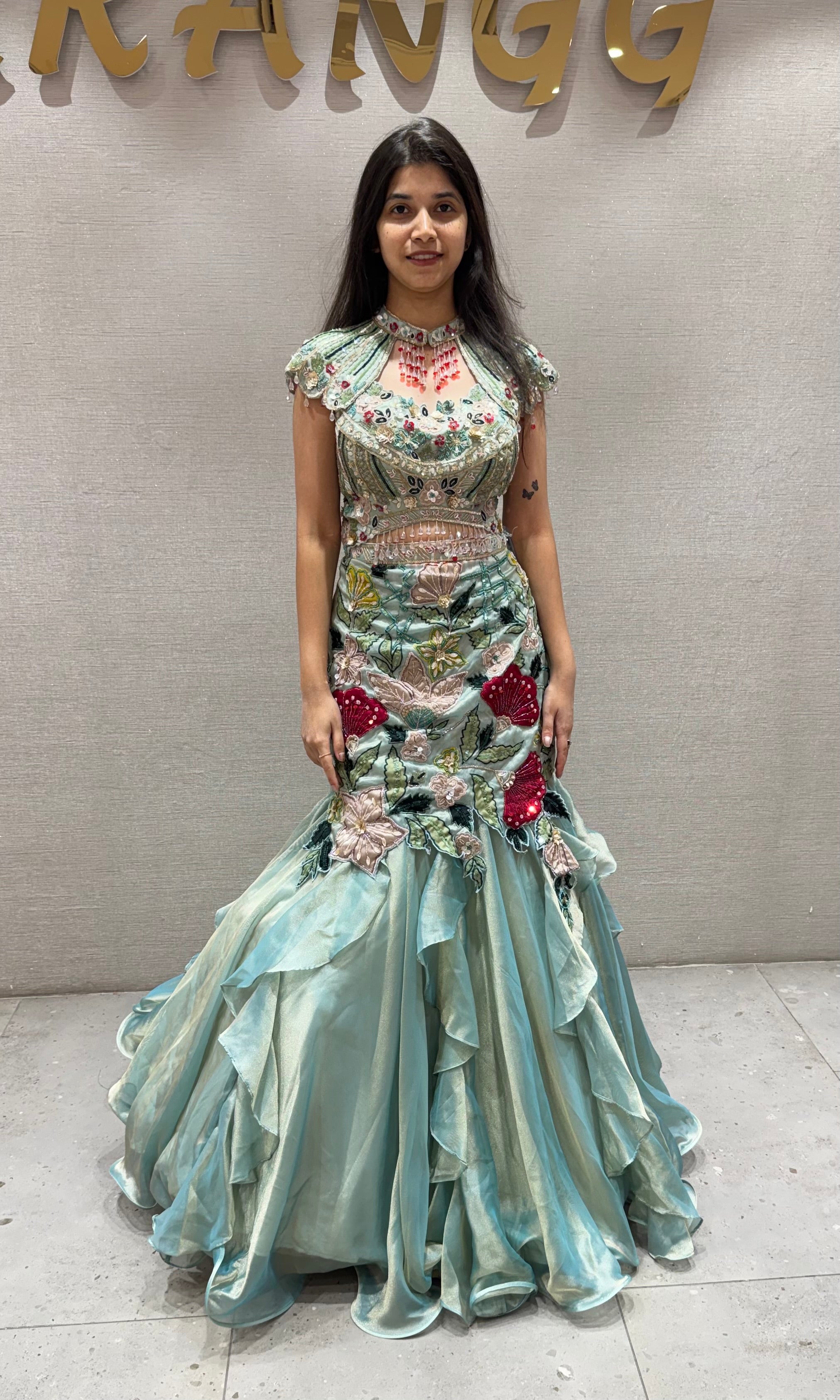 AQUA Embellished Fish Cut Lehenga