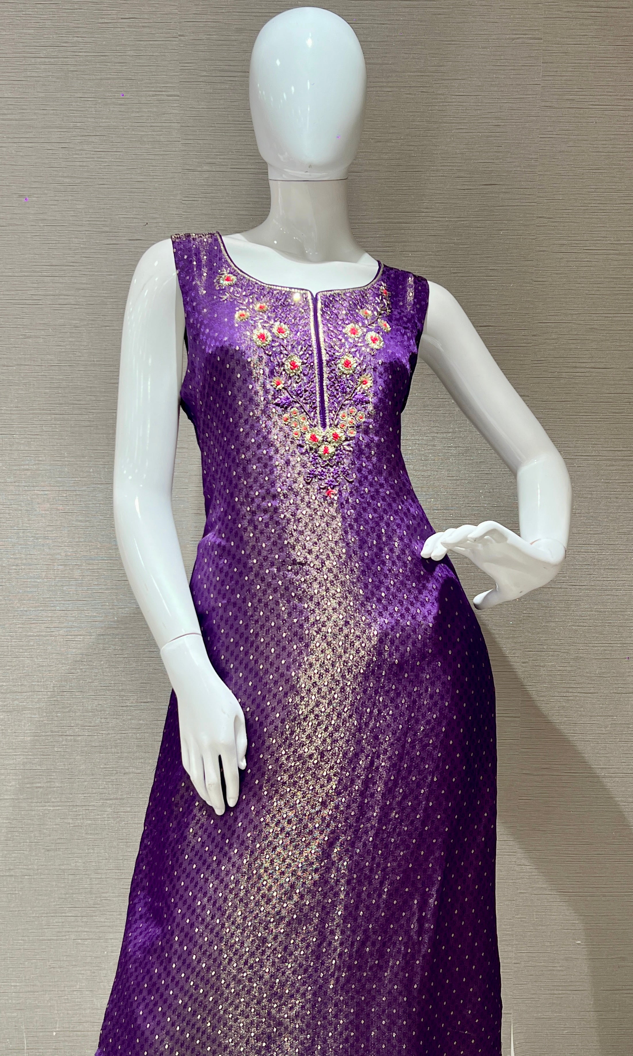 Purple Embroidered Banarasi Kurta Set