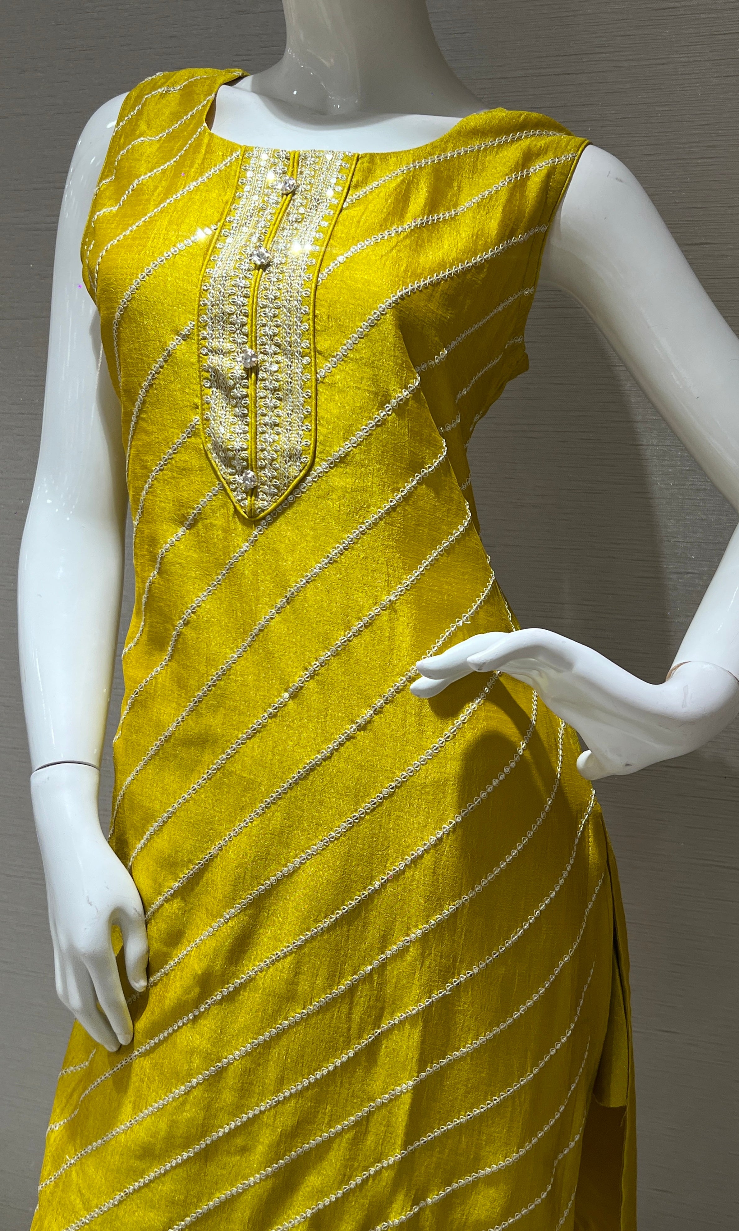 Yellow gold embroidered kurta set