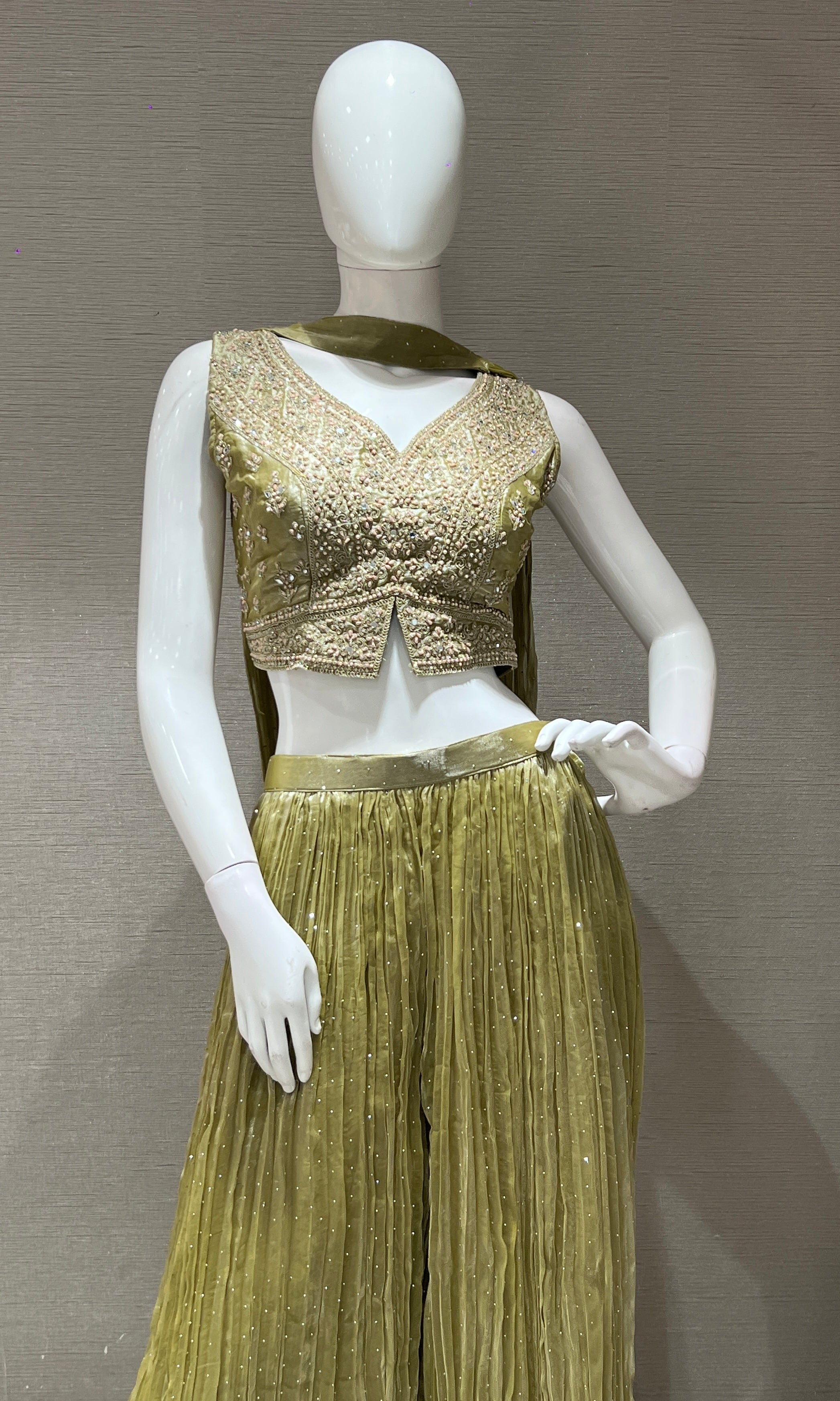 Green EMBROIDERED palazzo SET