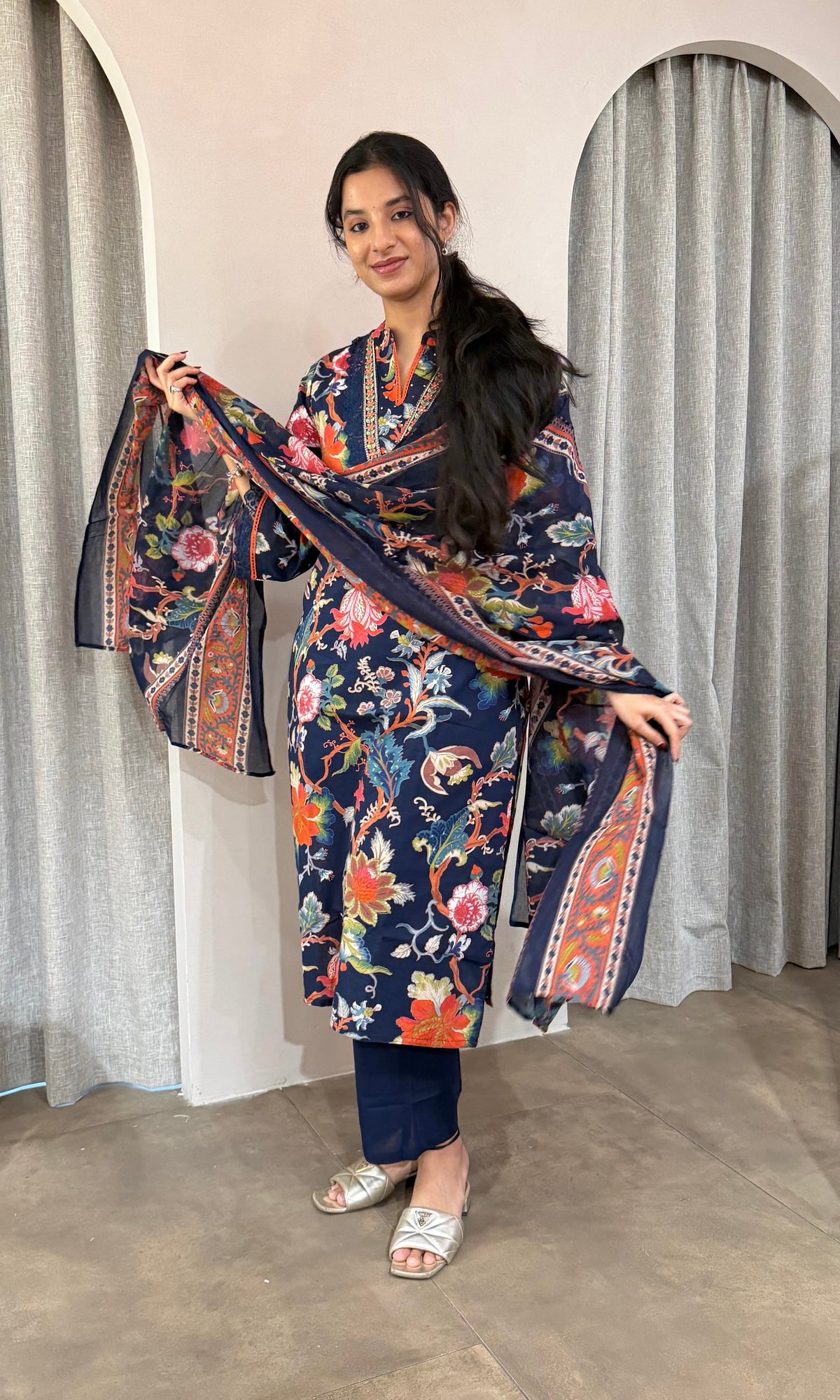 Blue FLORAL kurta set