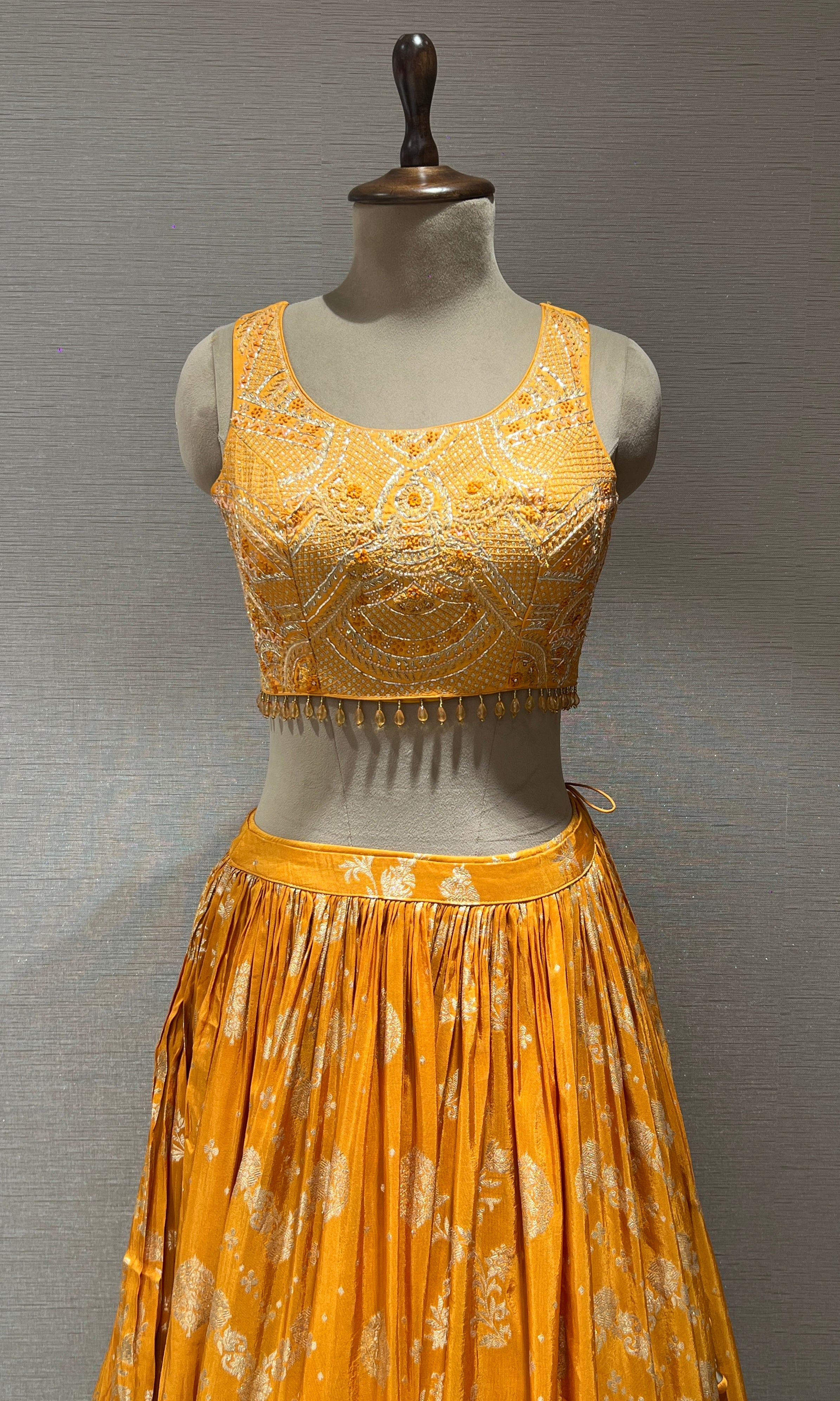 Elegant Yellow Lehenga with sheer dupatta