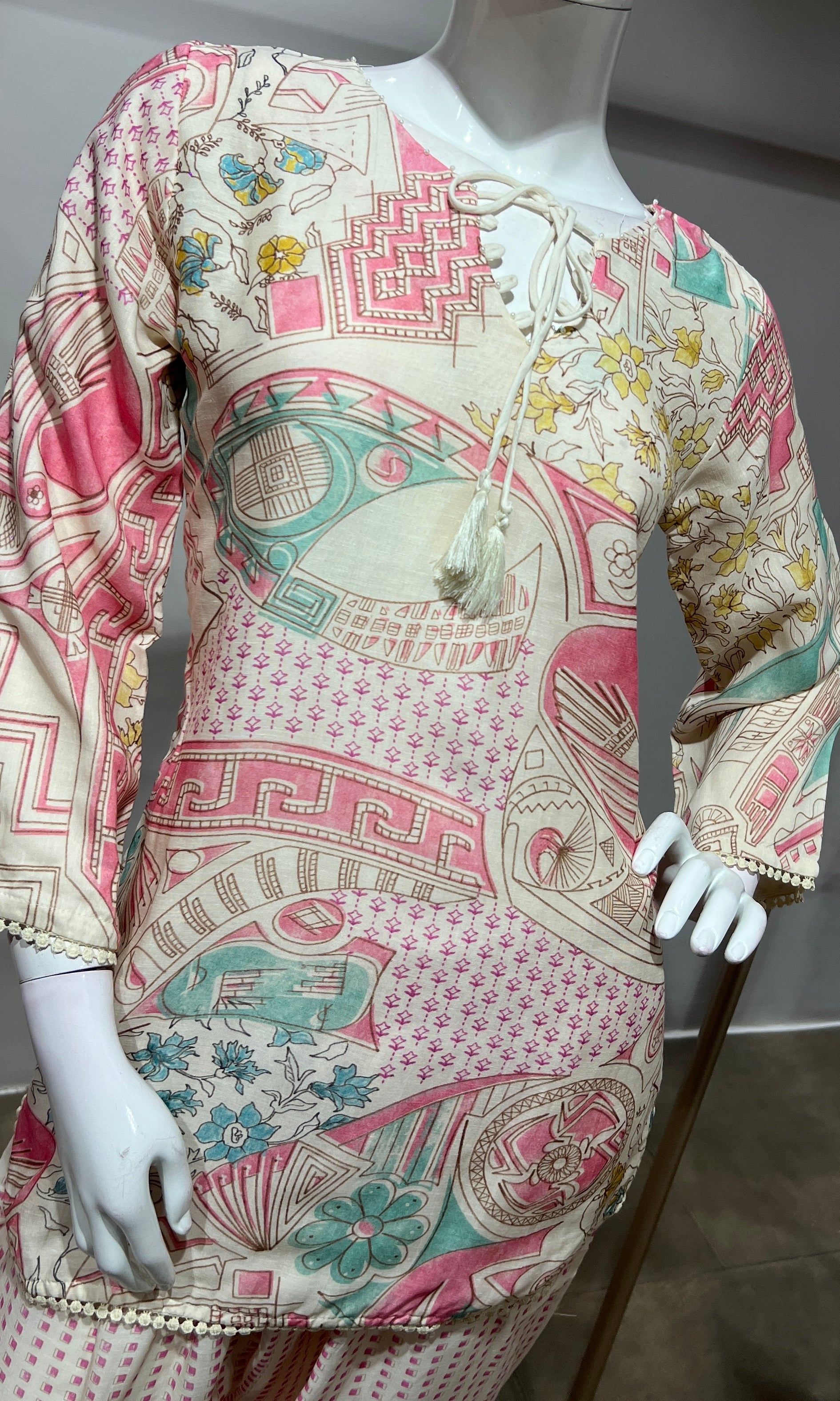 PINK Pastel Floral Printed Farsi salwar
