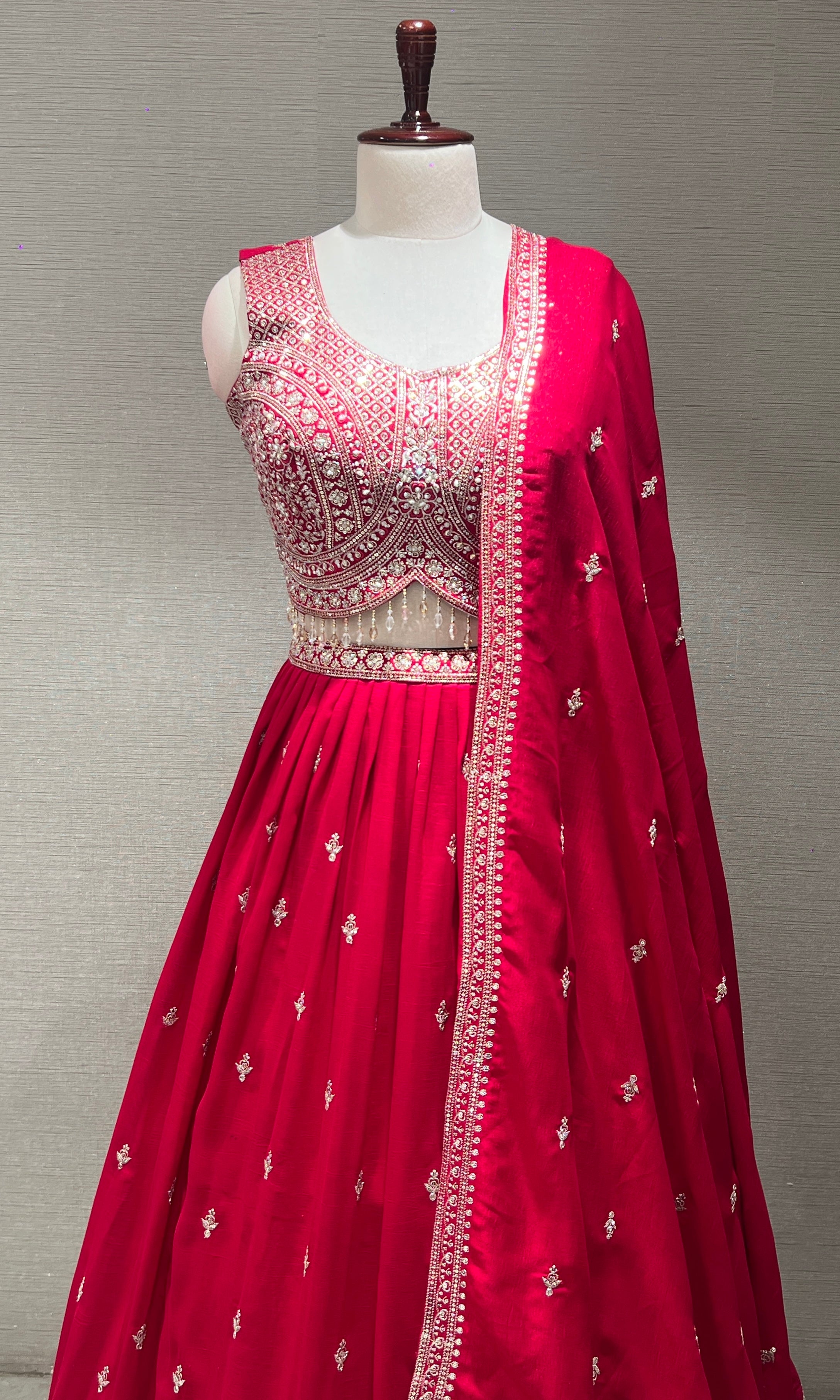 Pink Heavy Mirror Embroidered Lehenga