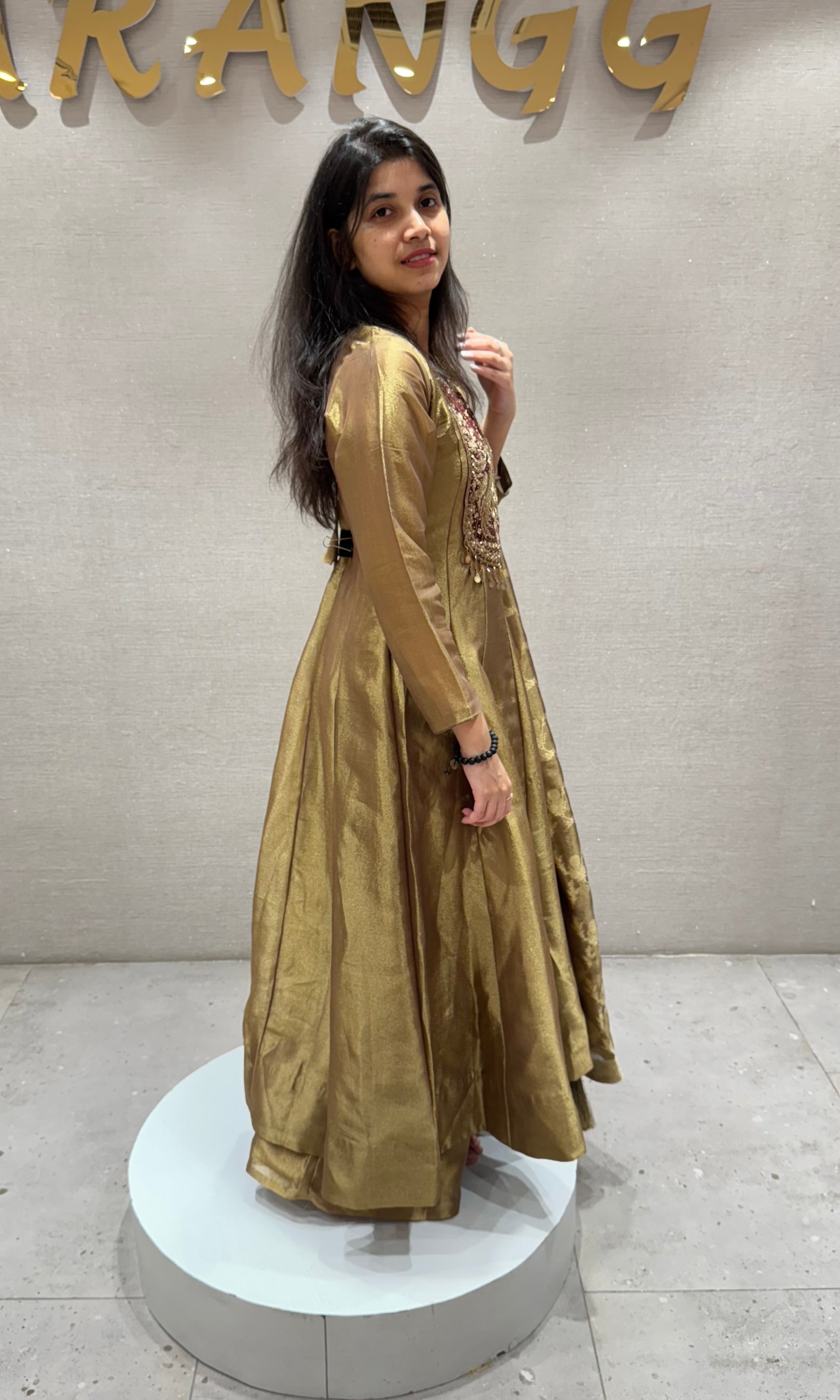 Maroon AND GOLDEN EMBROIDERED ANARKALI