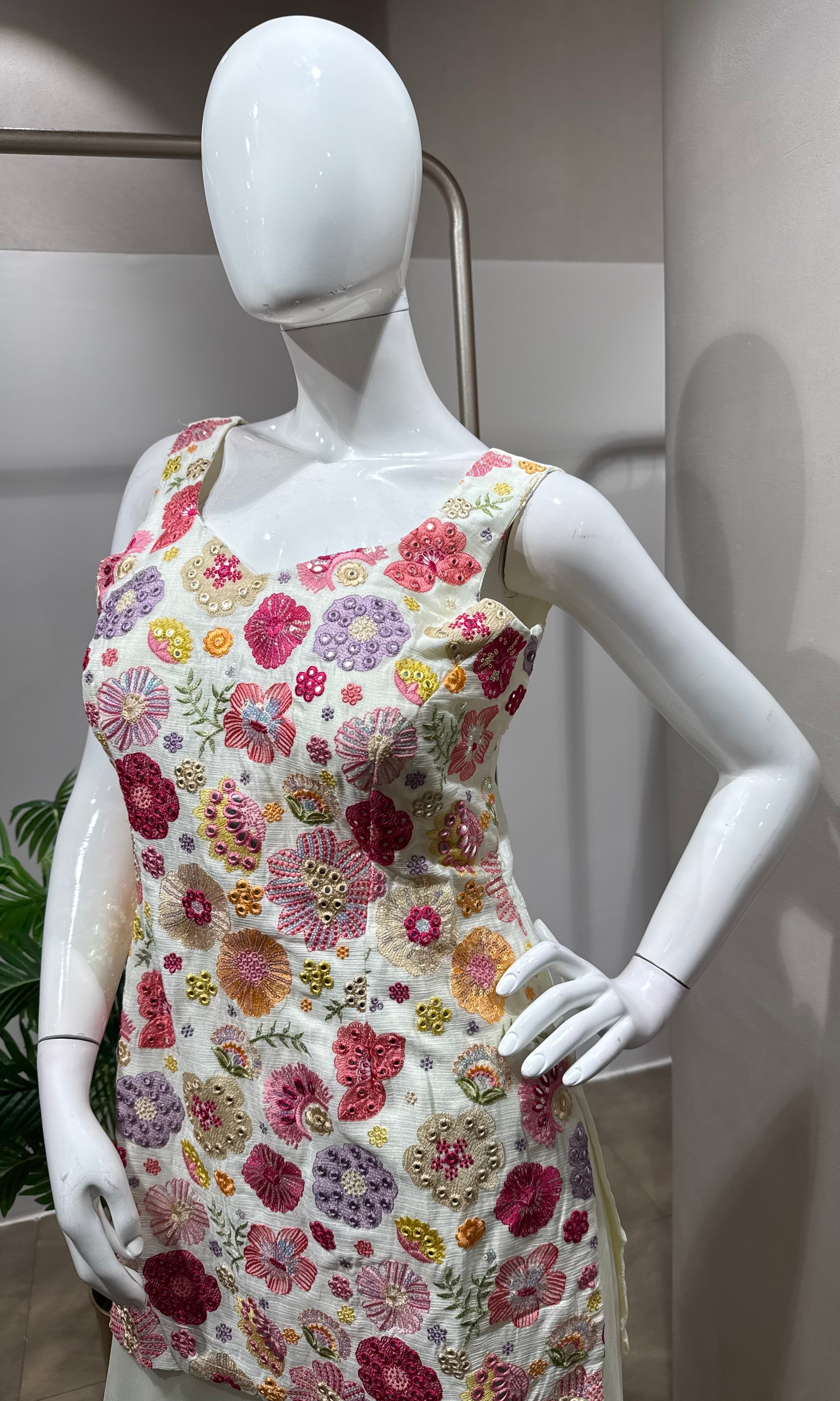 white multicolored floral sharara set