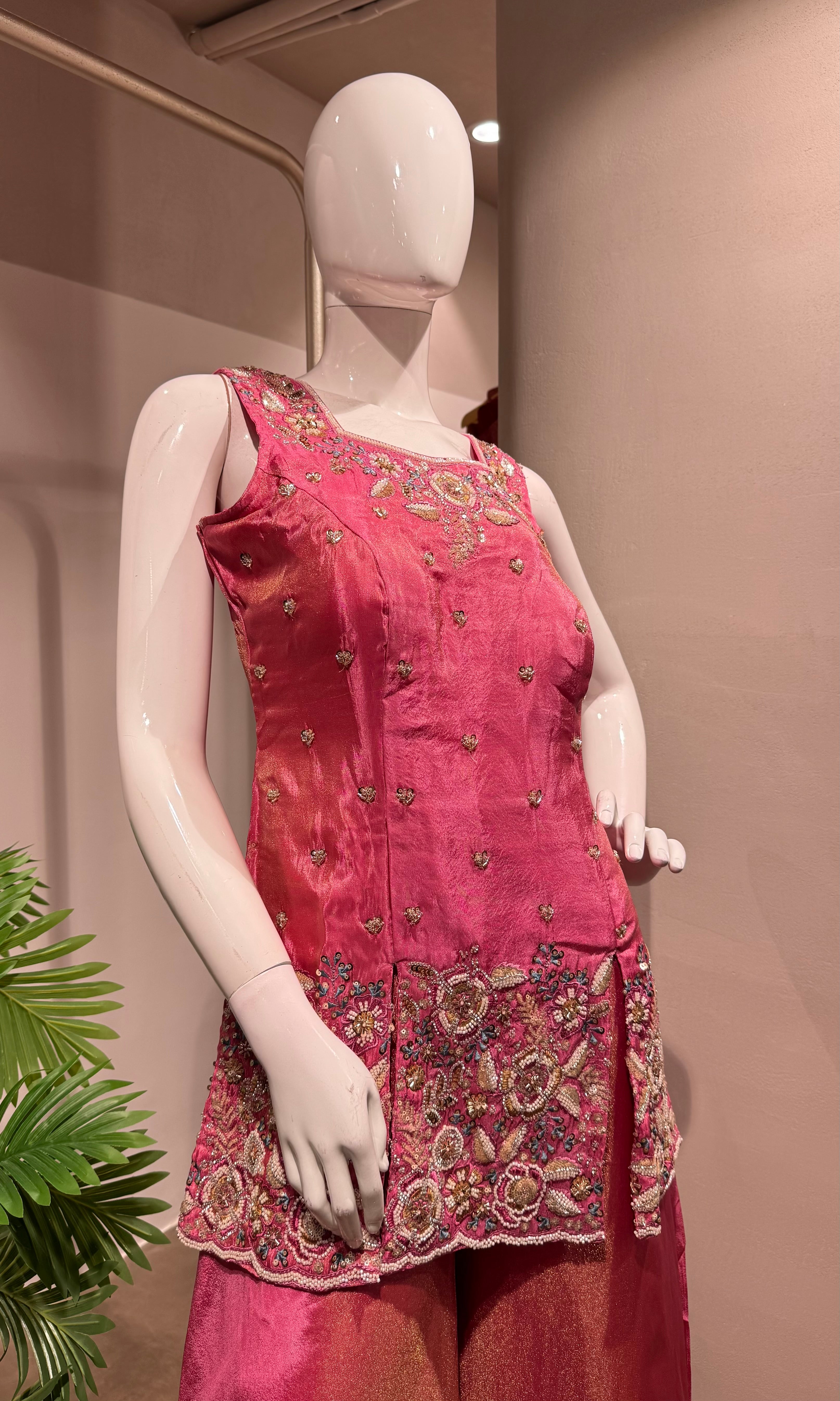 BABY PINK Embroidered Sharara SET