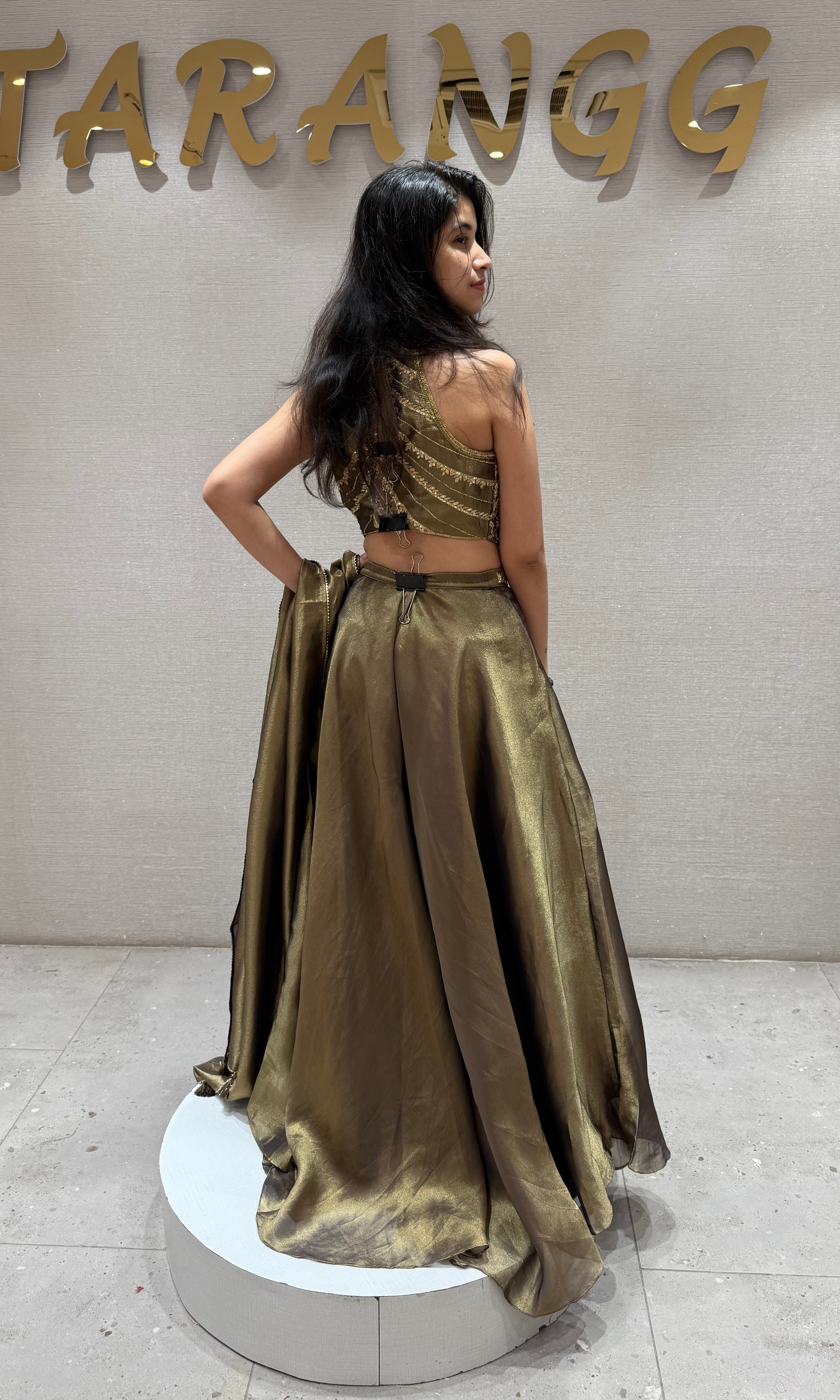 golden Halter neck Ensemble Palazzo set