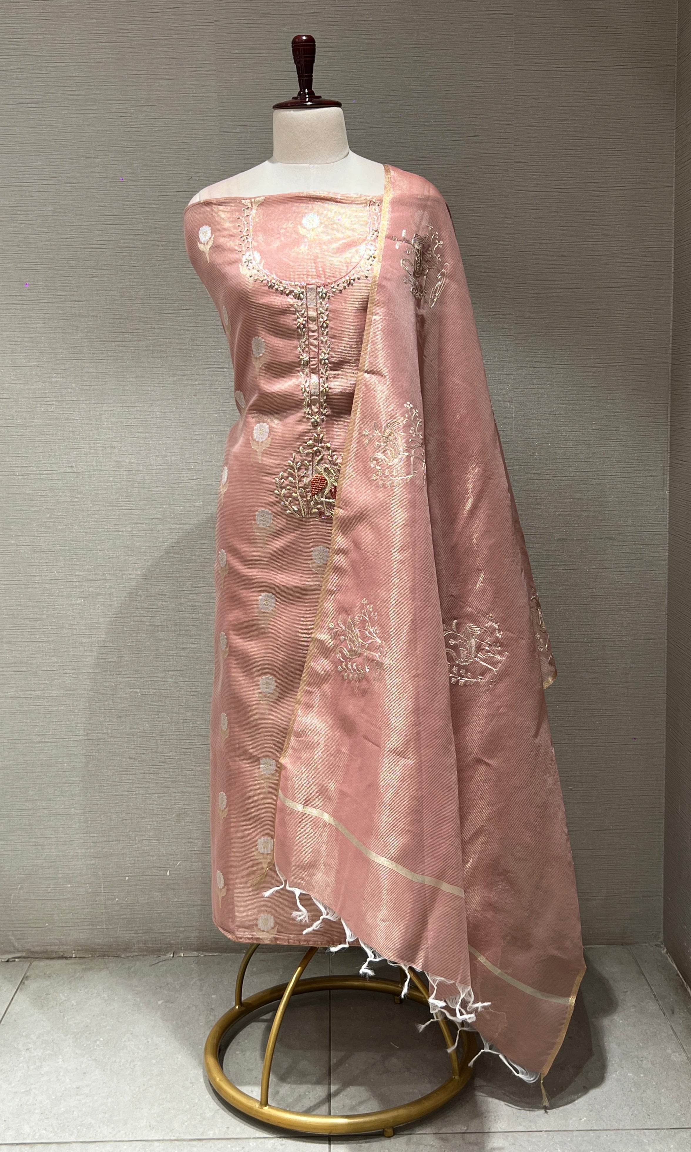 Onion pink dress material