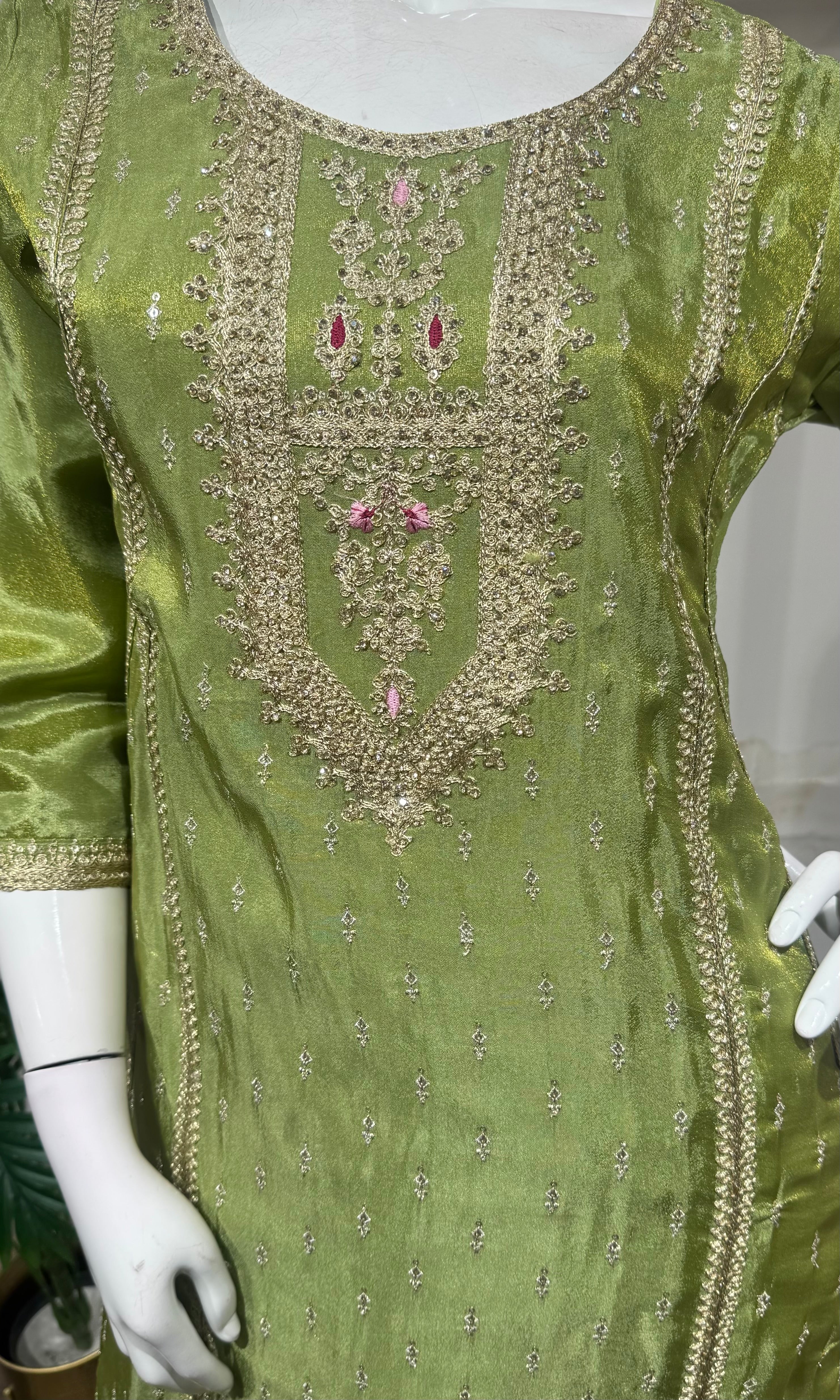 Green Regal Gold Zari Silk KURTA SET
