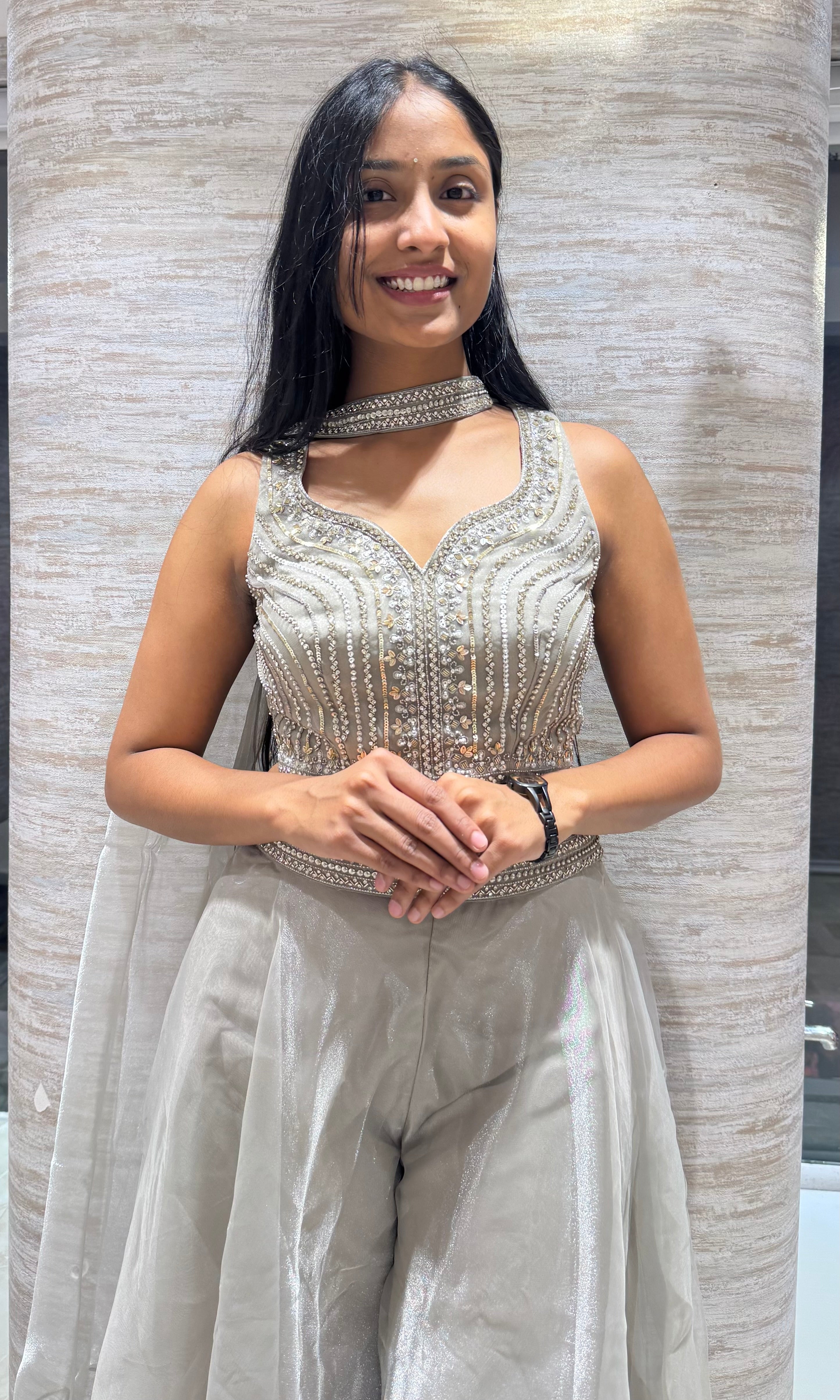 Silver Grey Embellished palazzo