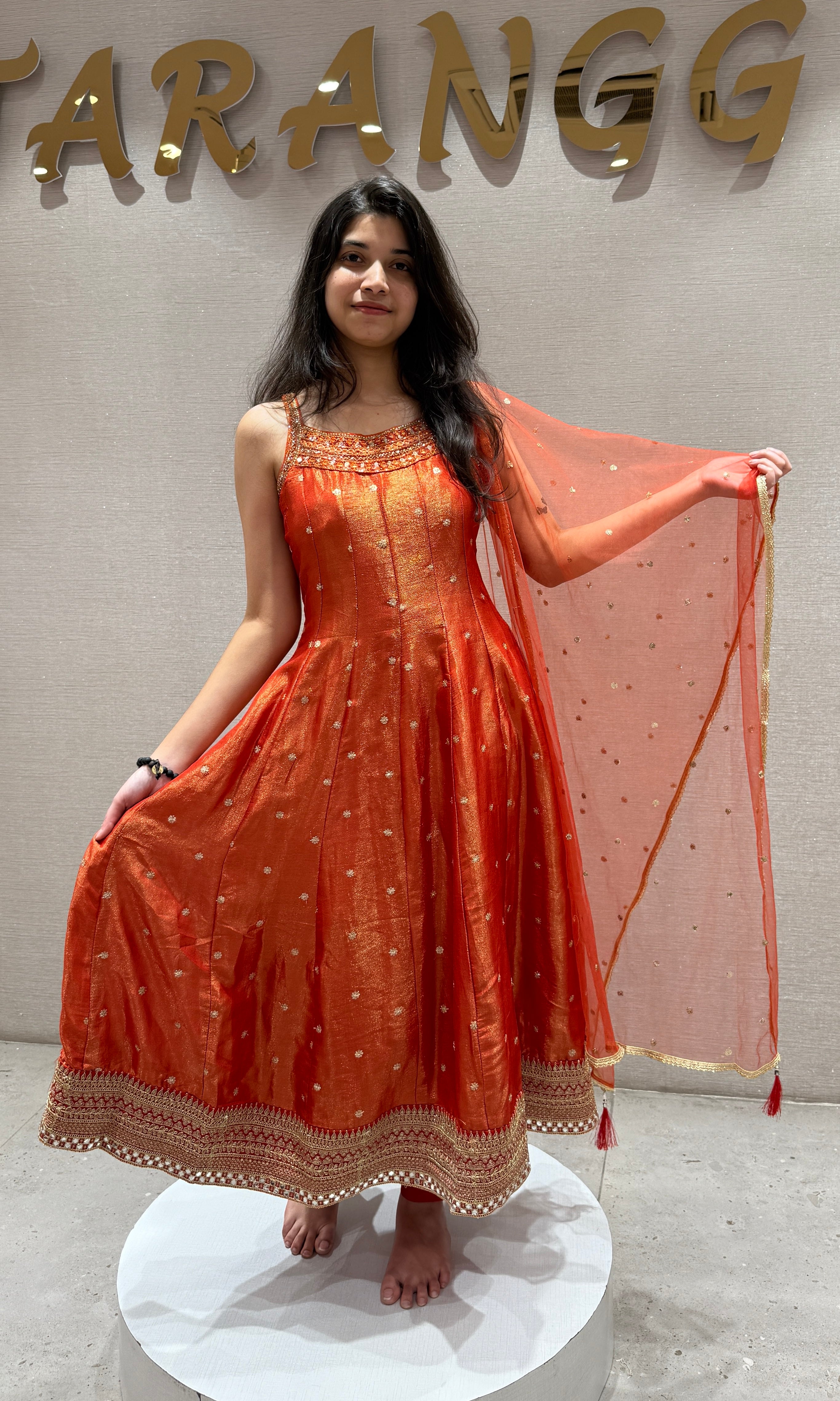 Orange GOLD EMBROIDERED Anarkali