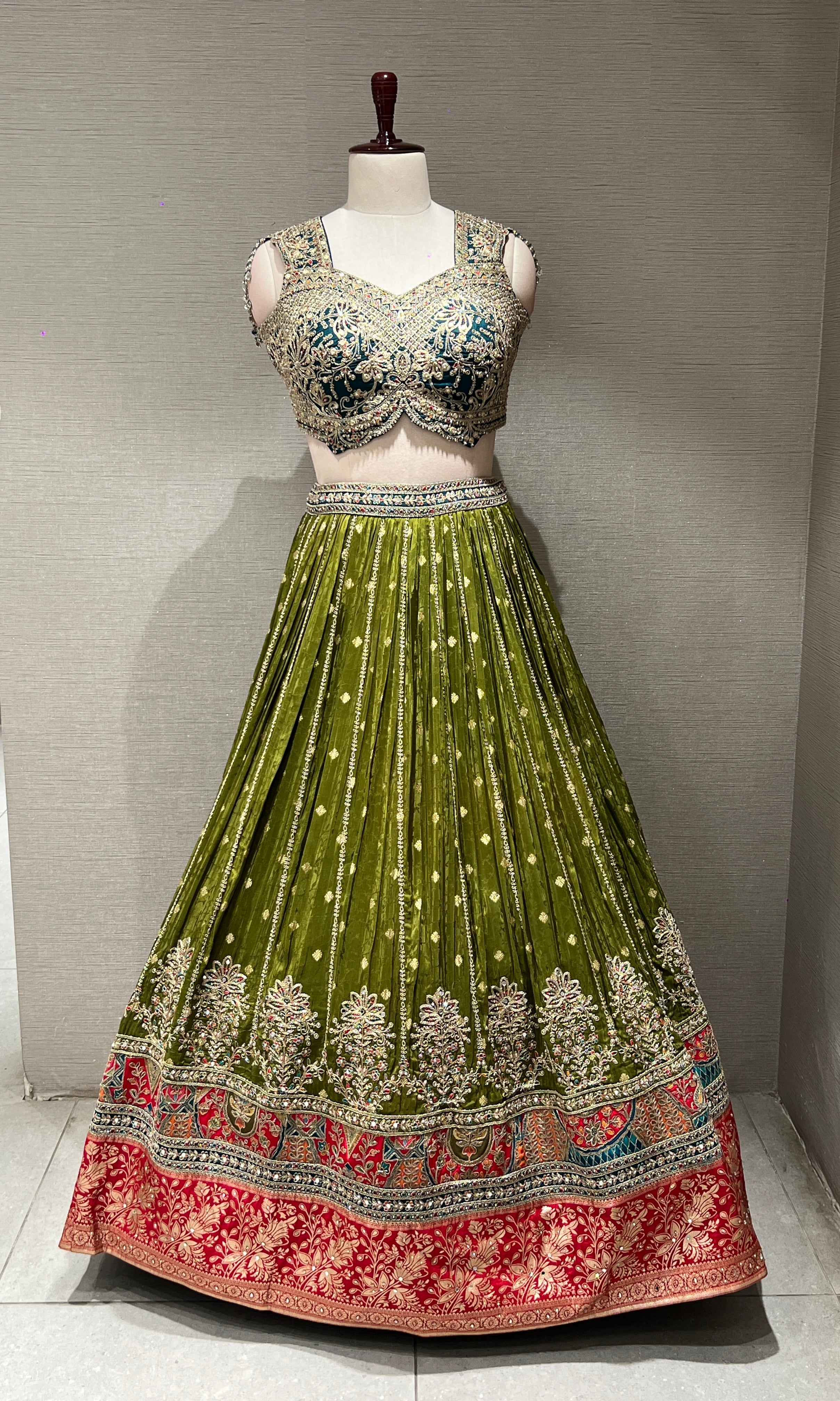 BLUE MULTI GOLDEN EMBROIDERED LEHENGA