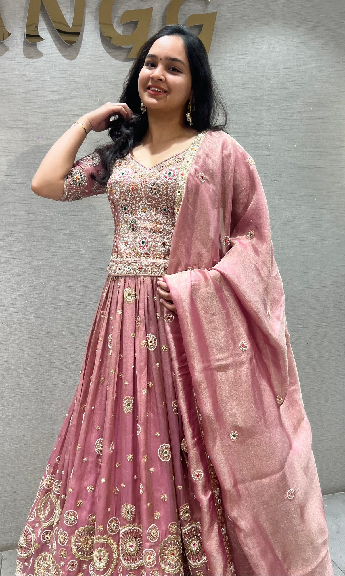 Blush Pink Embroidered Lehenga set with Dupatta