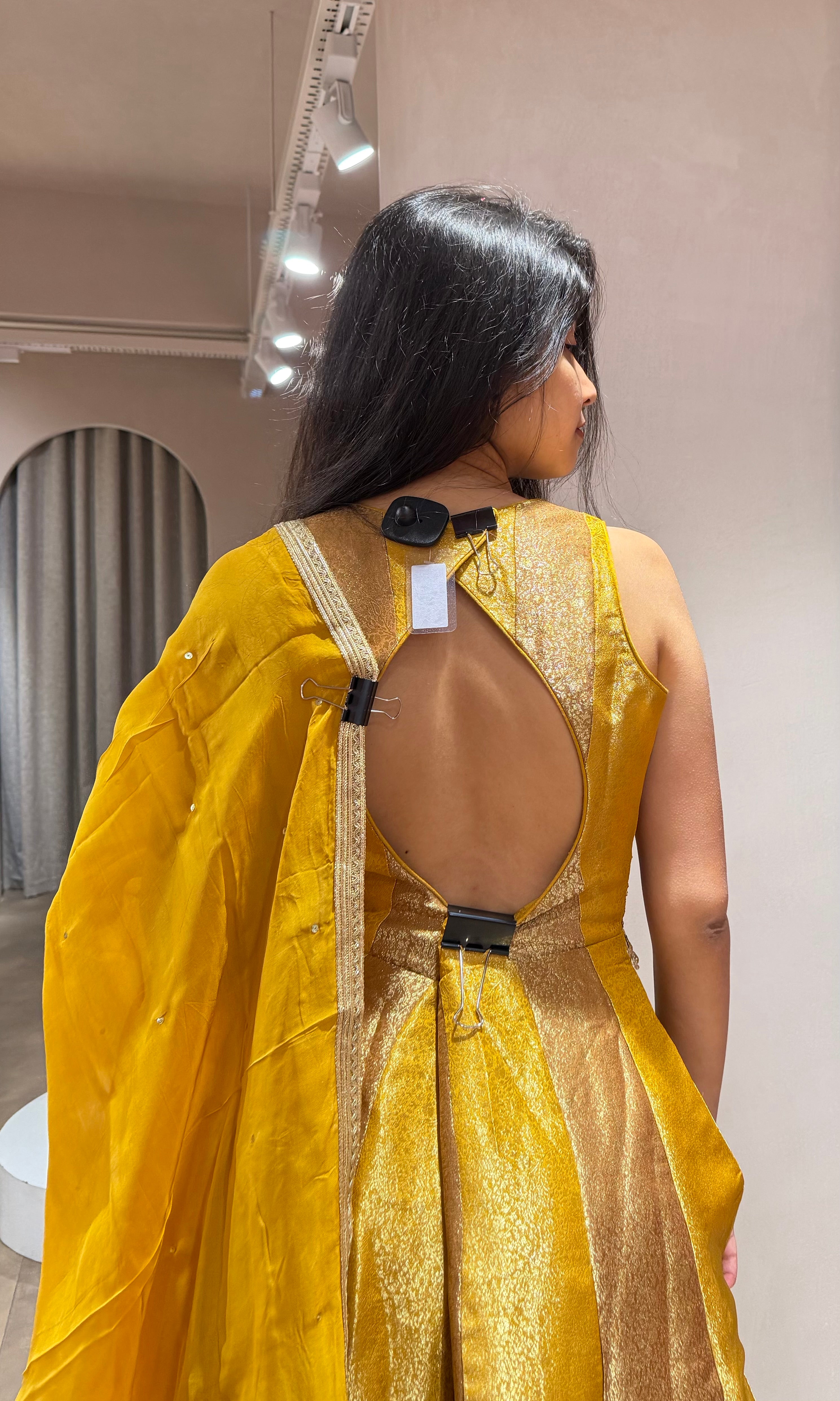 Mustard yellow EMBELLISHED ANARKALI SET