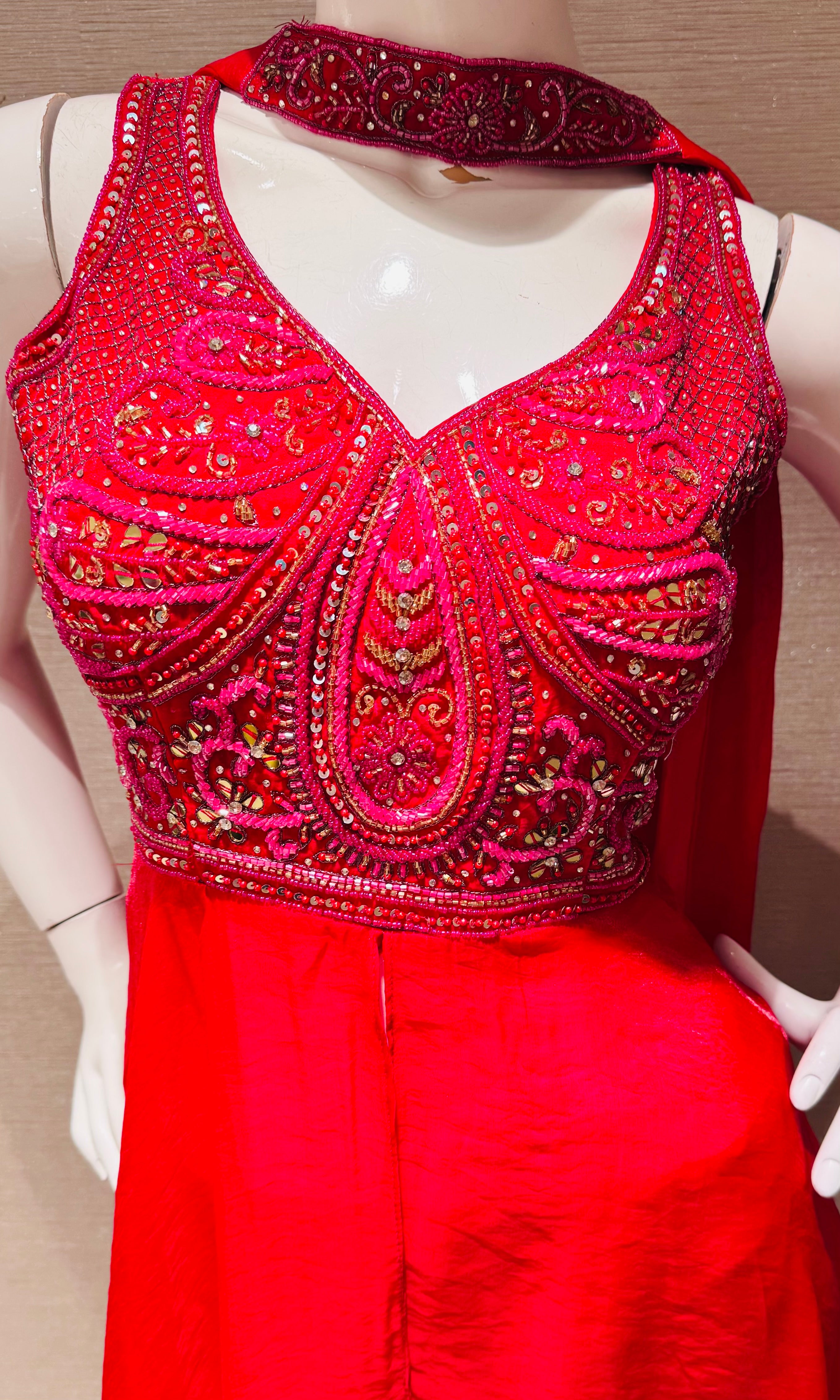 Rani Scarlet Embroidered Palazzo set