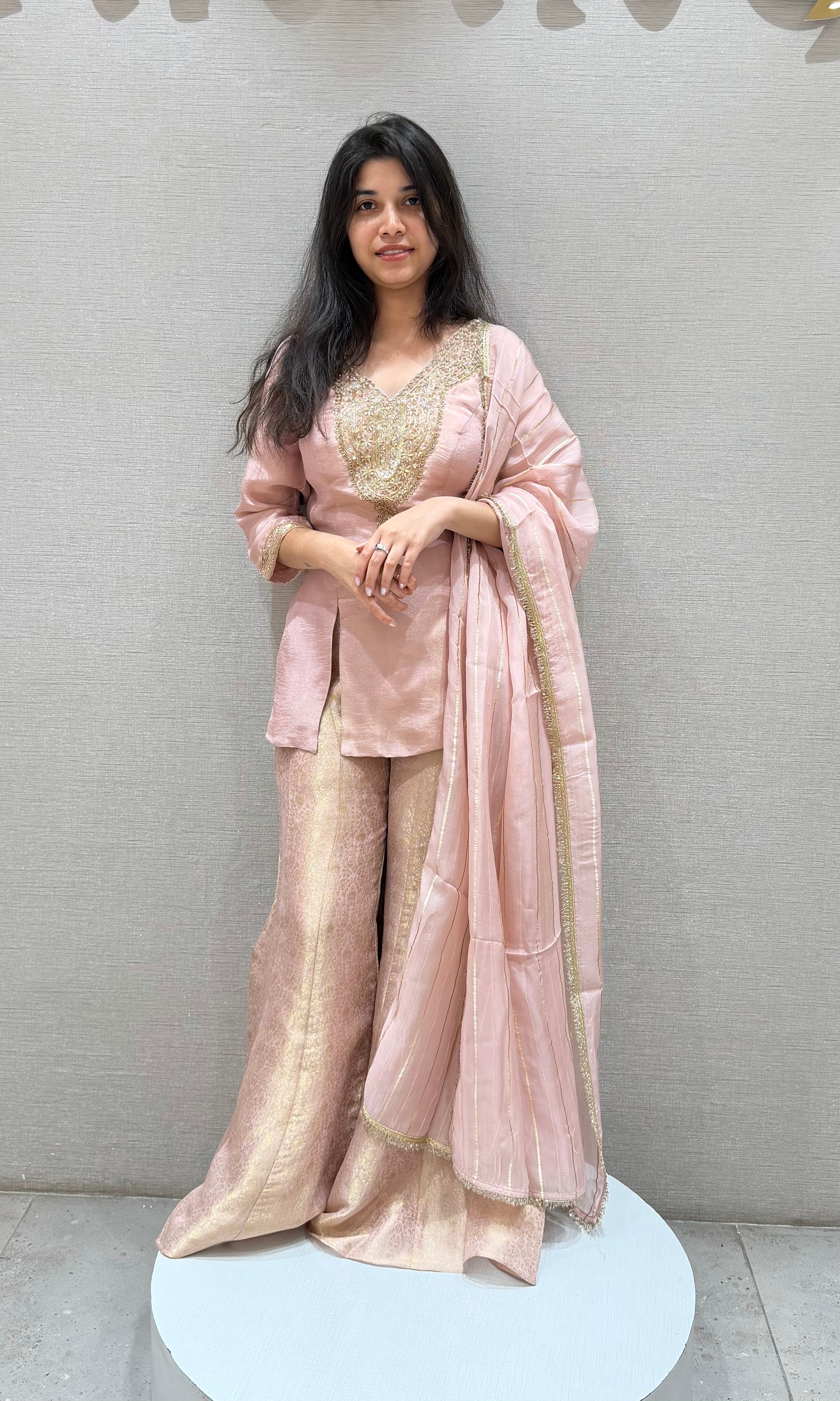 Onion pink EMBELLISHED SHARARA SET