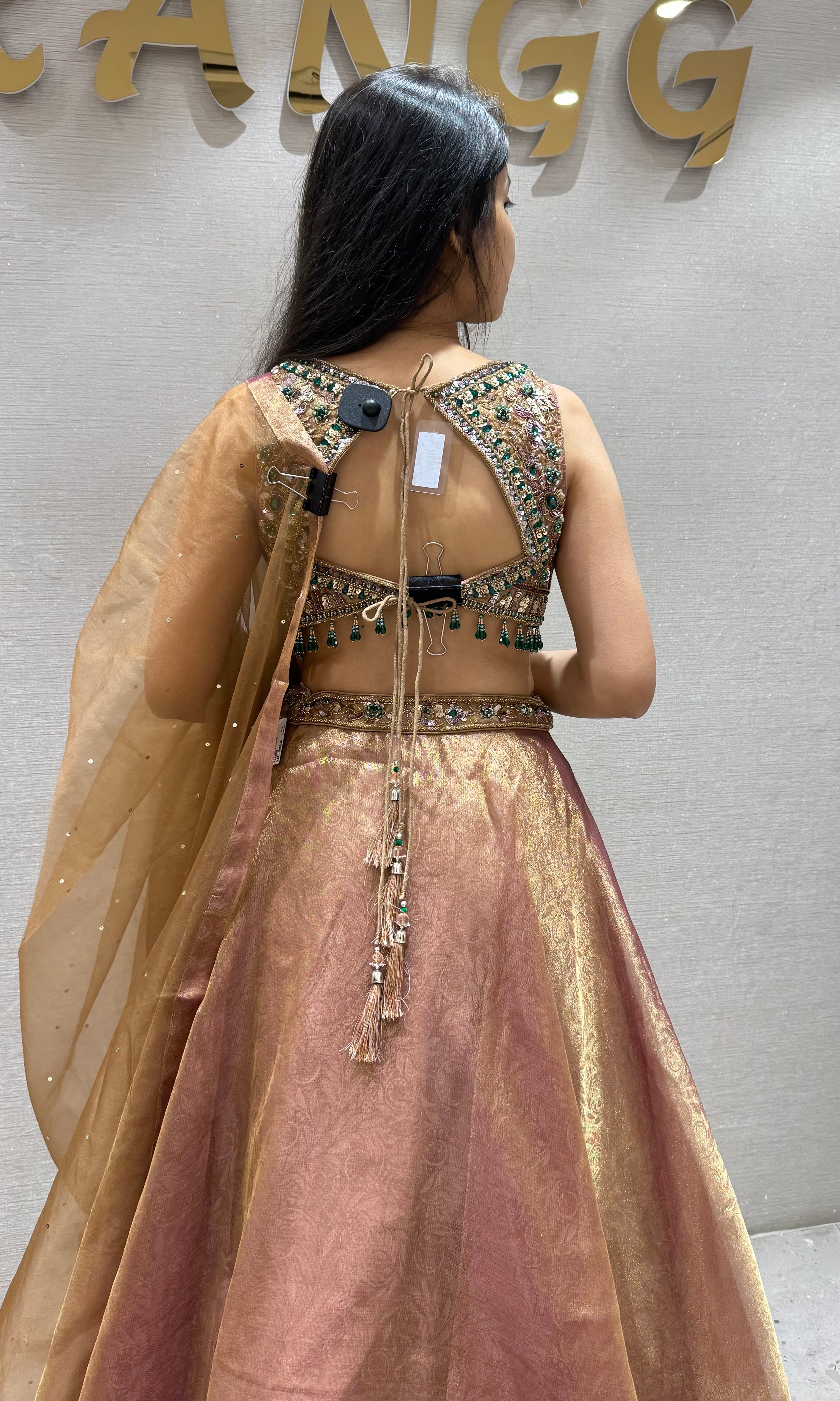 BROWN Lehenga Set with embroidered blouse