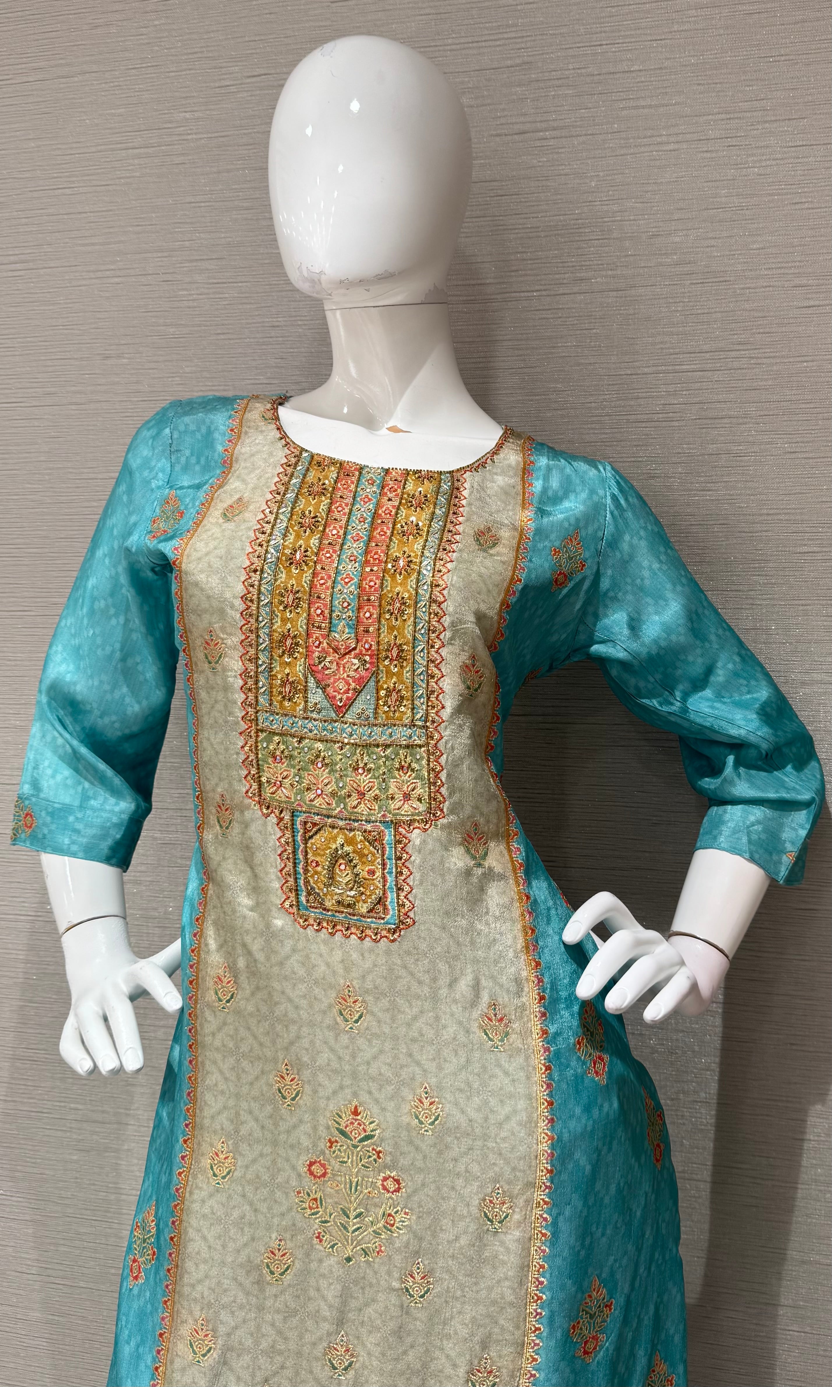 Blue ethnic printed kurta set