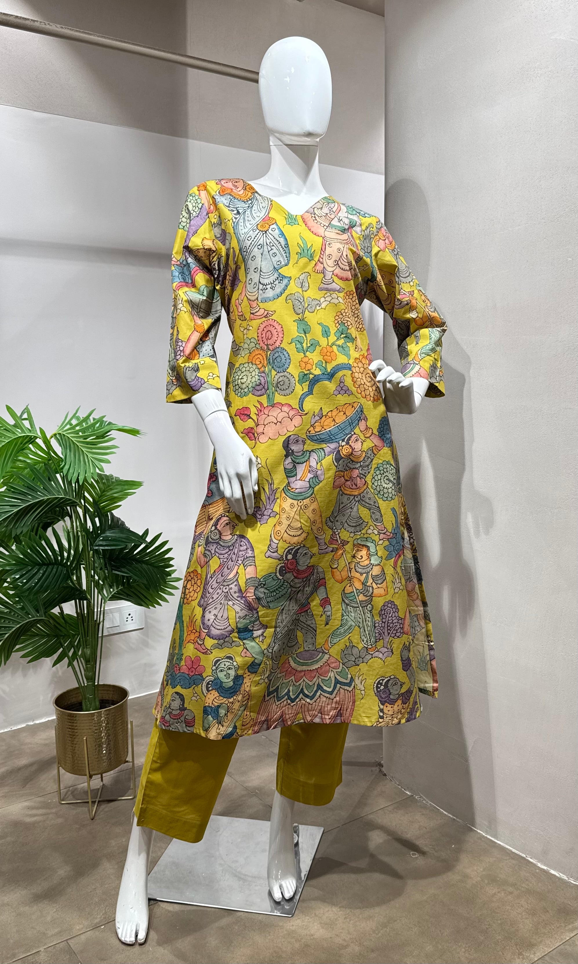Mehandi green printed kurti with bottom