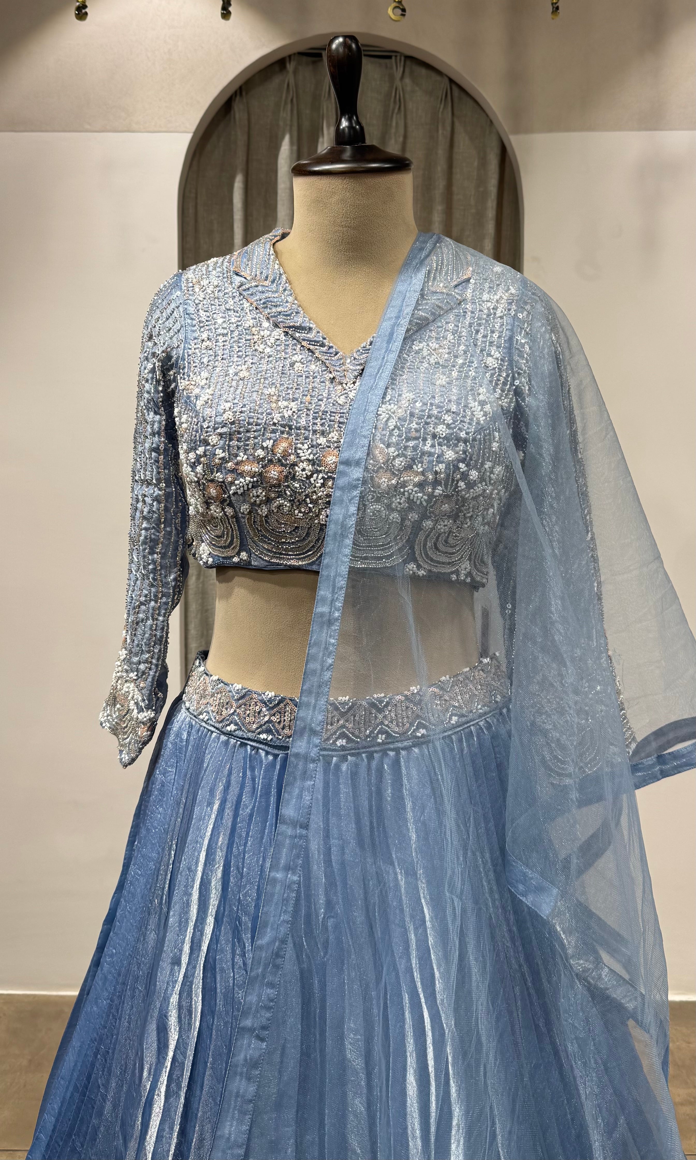 LIGHT BLUE Embroidered Designer Lehenga Set