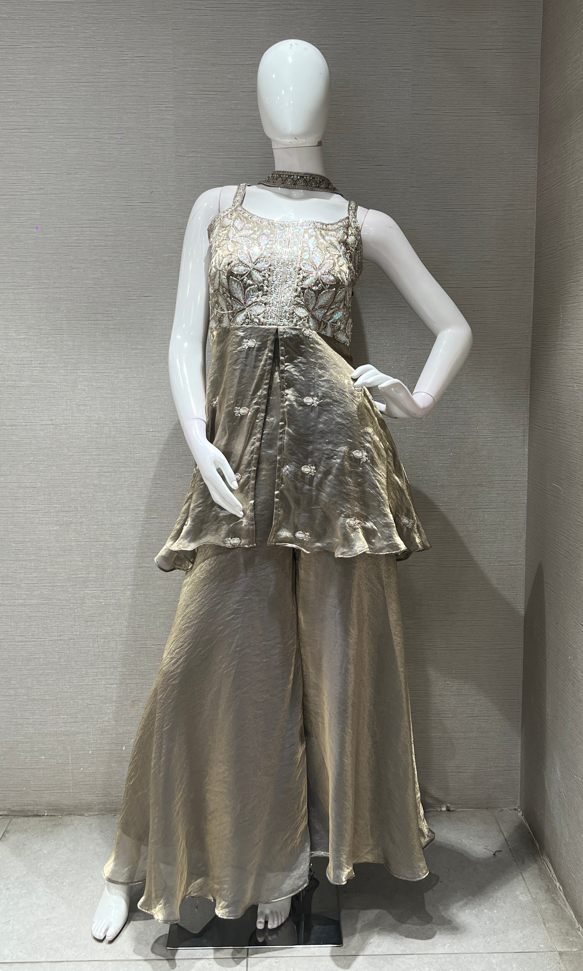 Grey PEPLUM palazzo SET