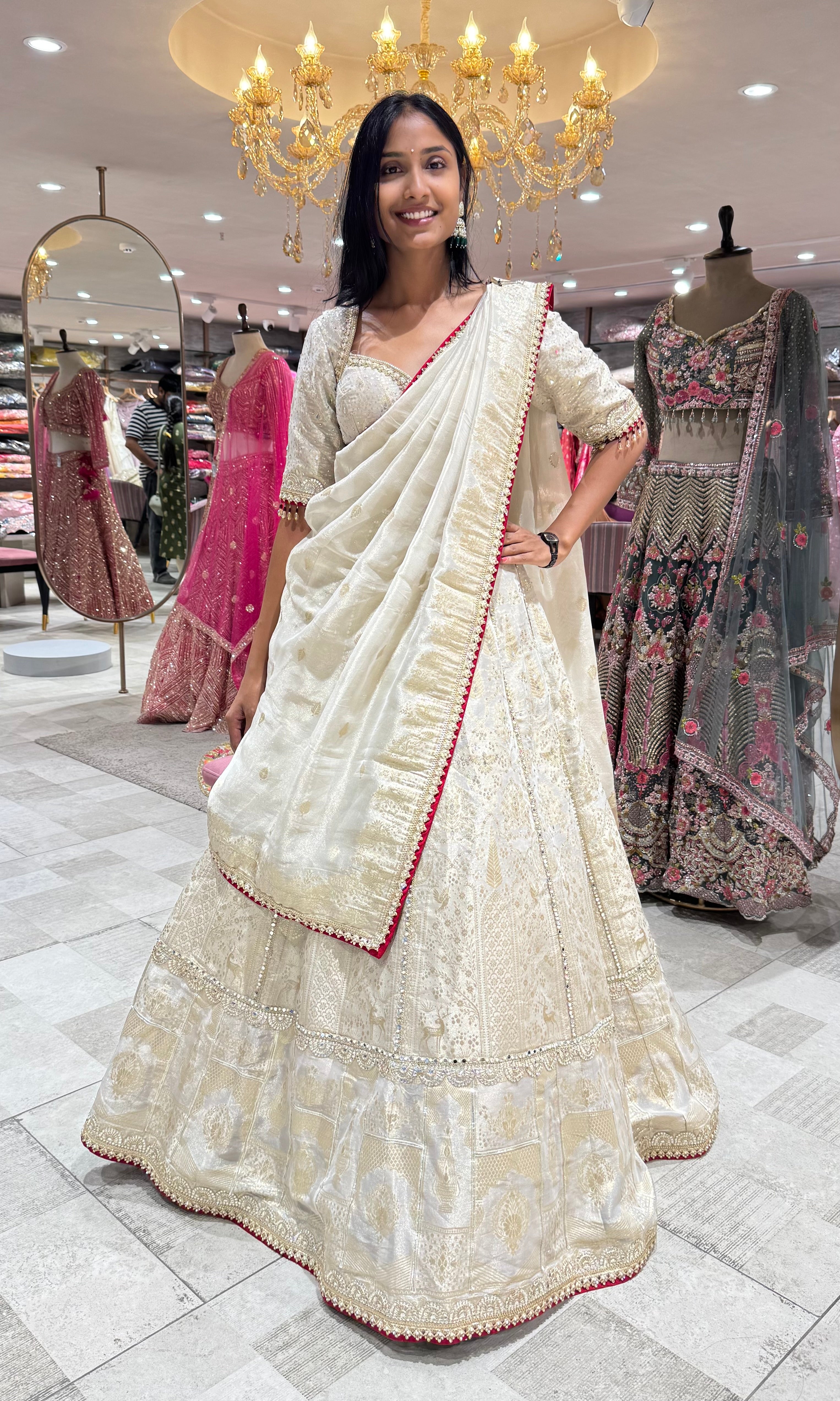 SILVER GOLDEN ETHNIC LEHENGA