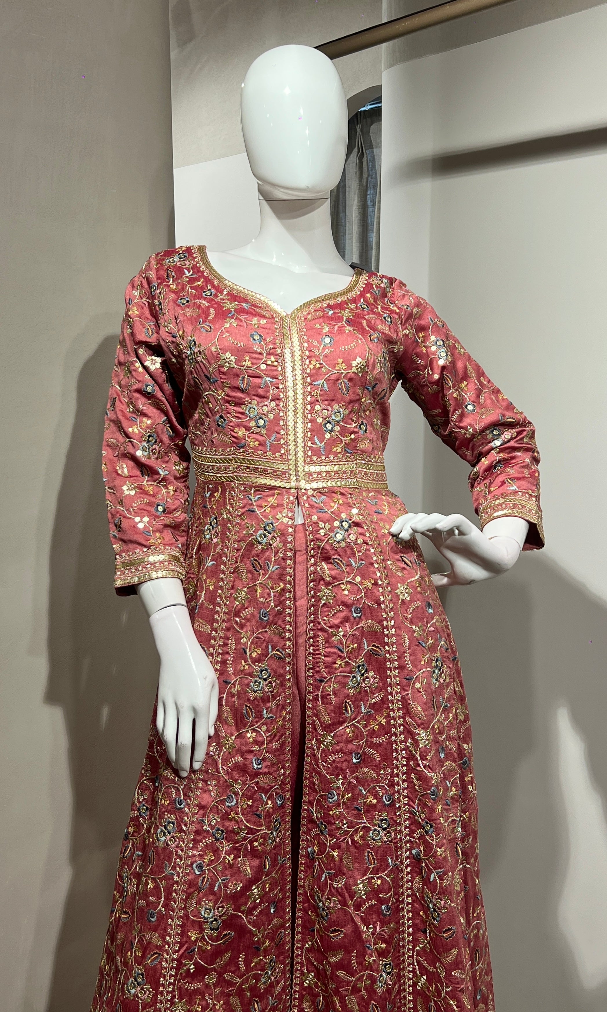 ROSE pink FRONT SLIT ANARKALI SET