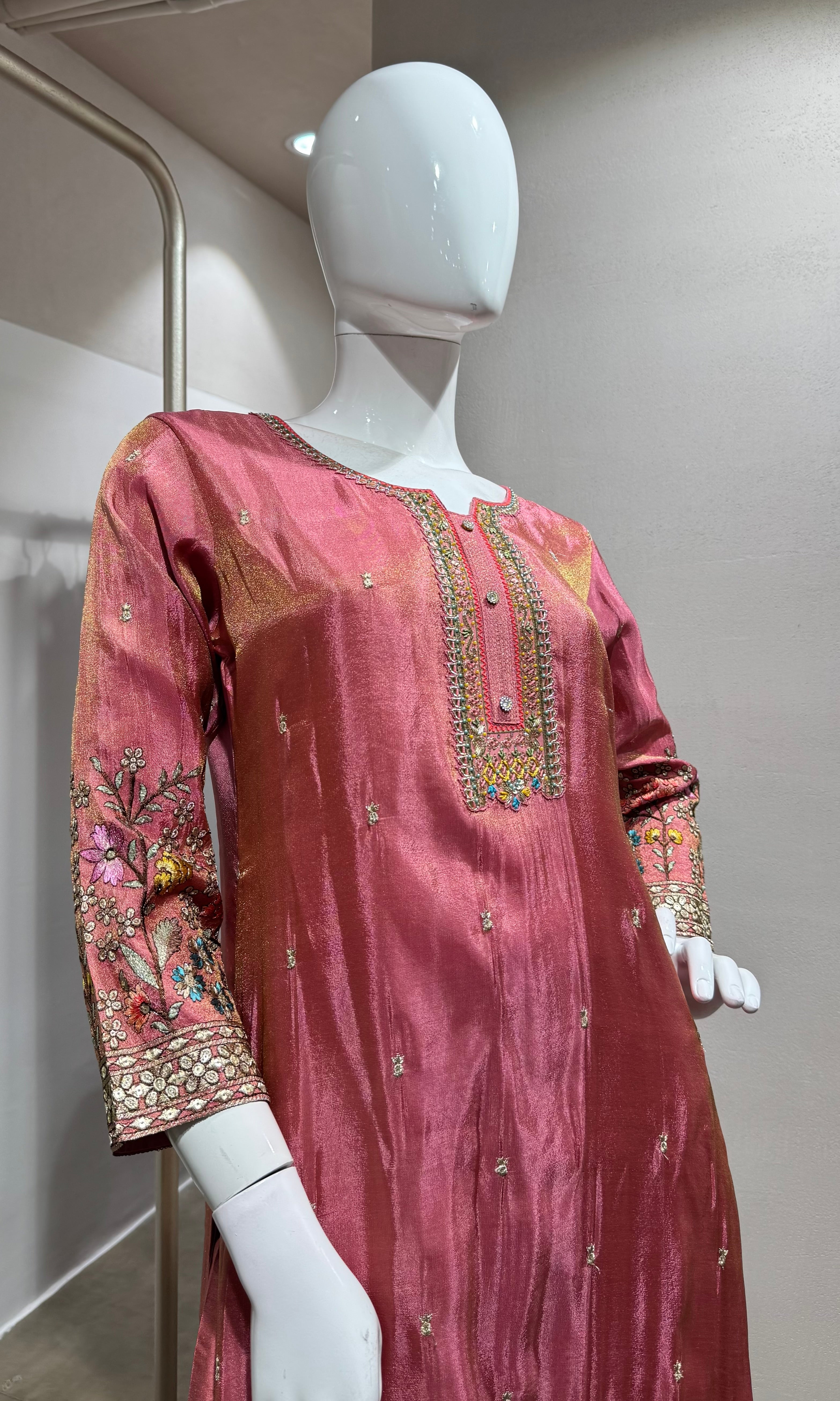 LIGHT Pink EMBROIDERED Printed Kurta Set