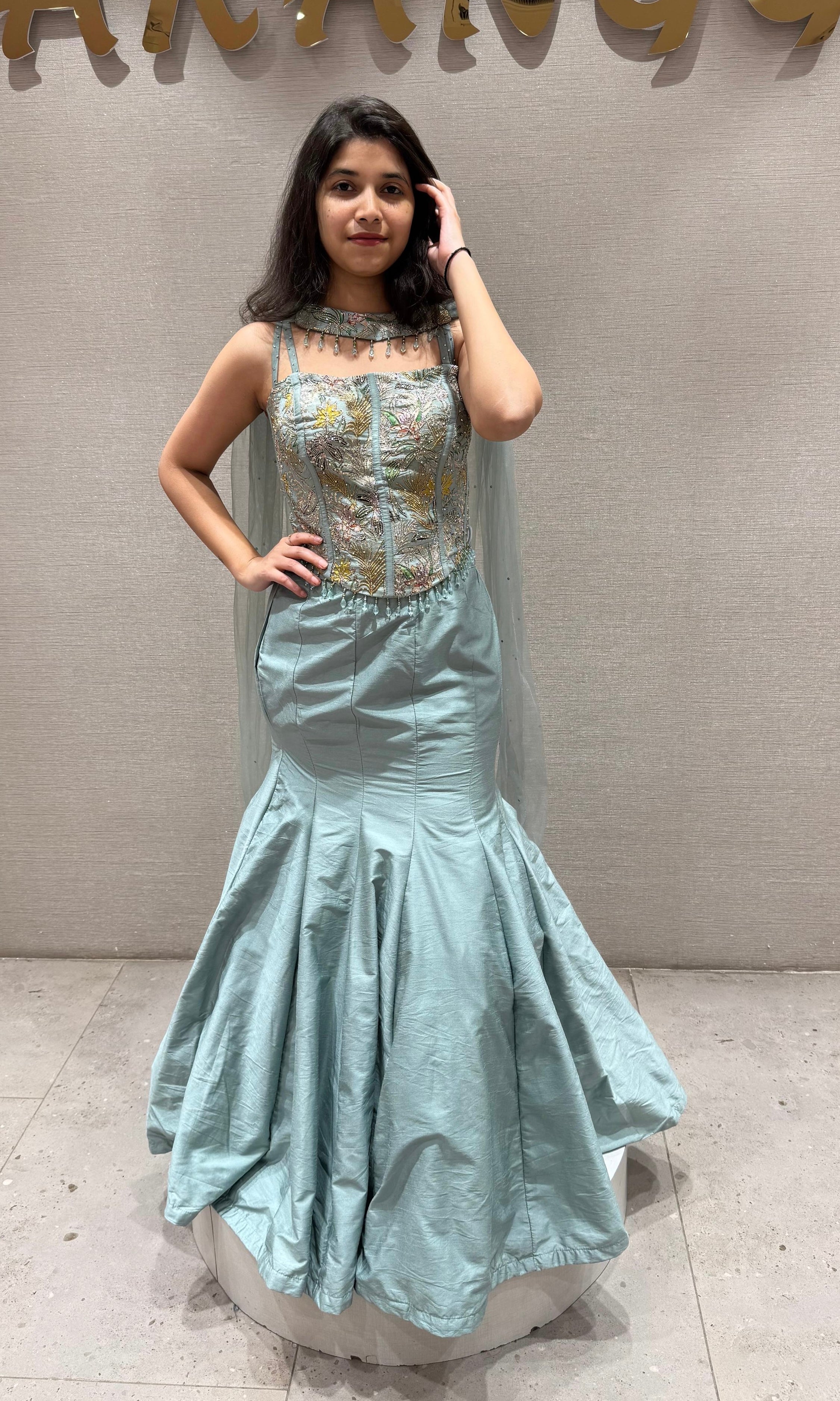 ICY MINT BLUE MERMAID LEHENGA SET