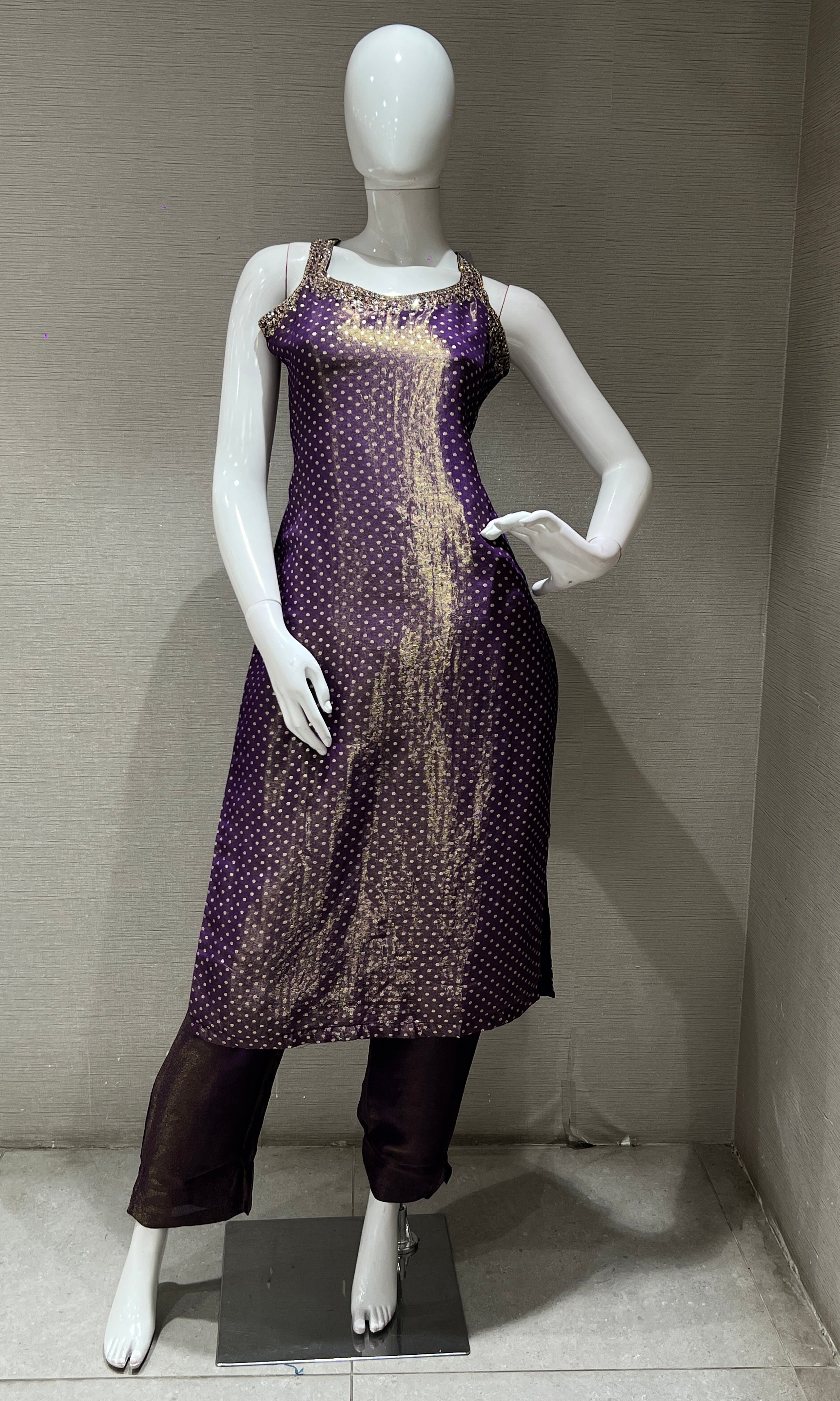 Purple Gold Banarasi Kurta Set