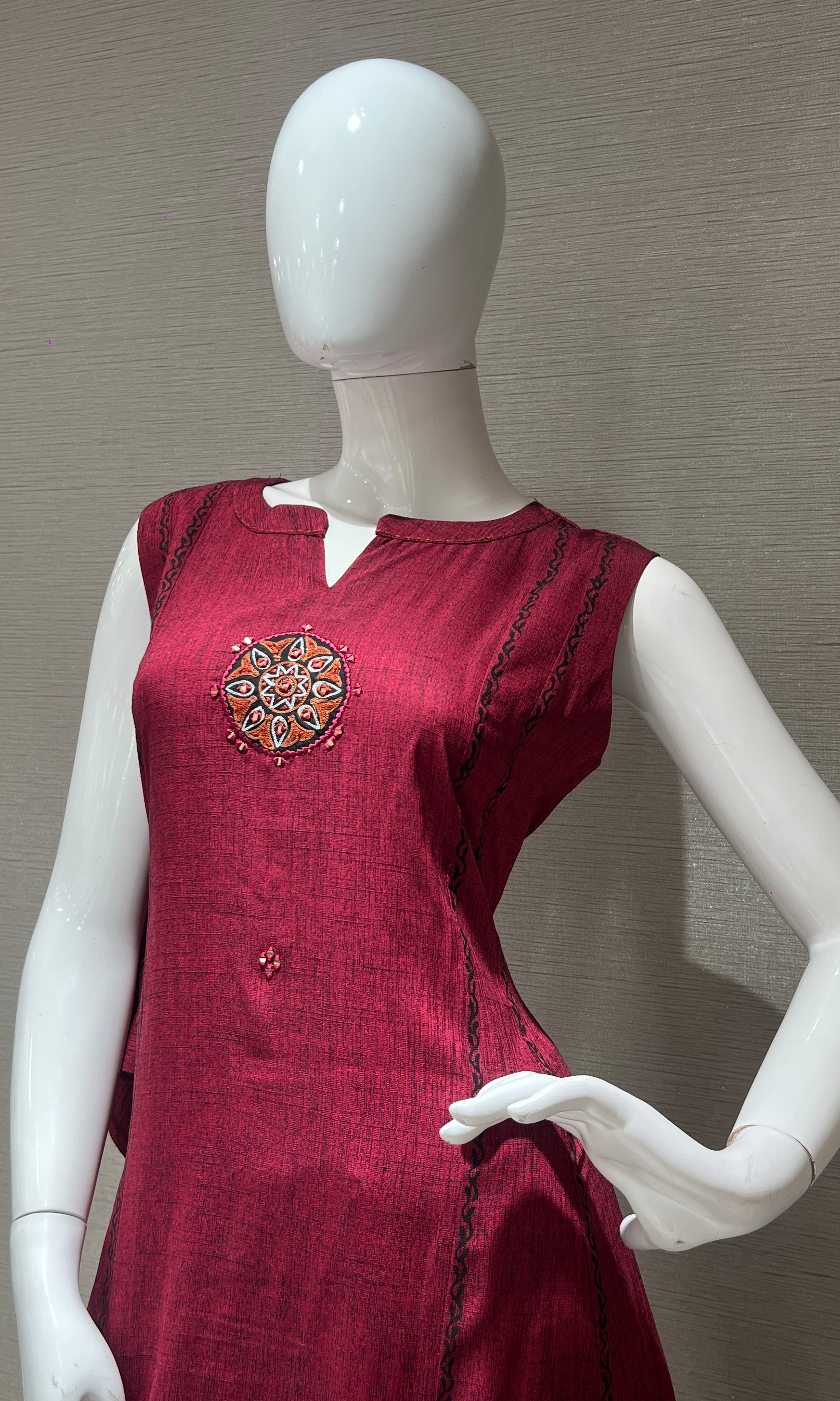 Maroon Kurti top with bottom