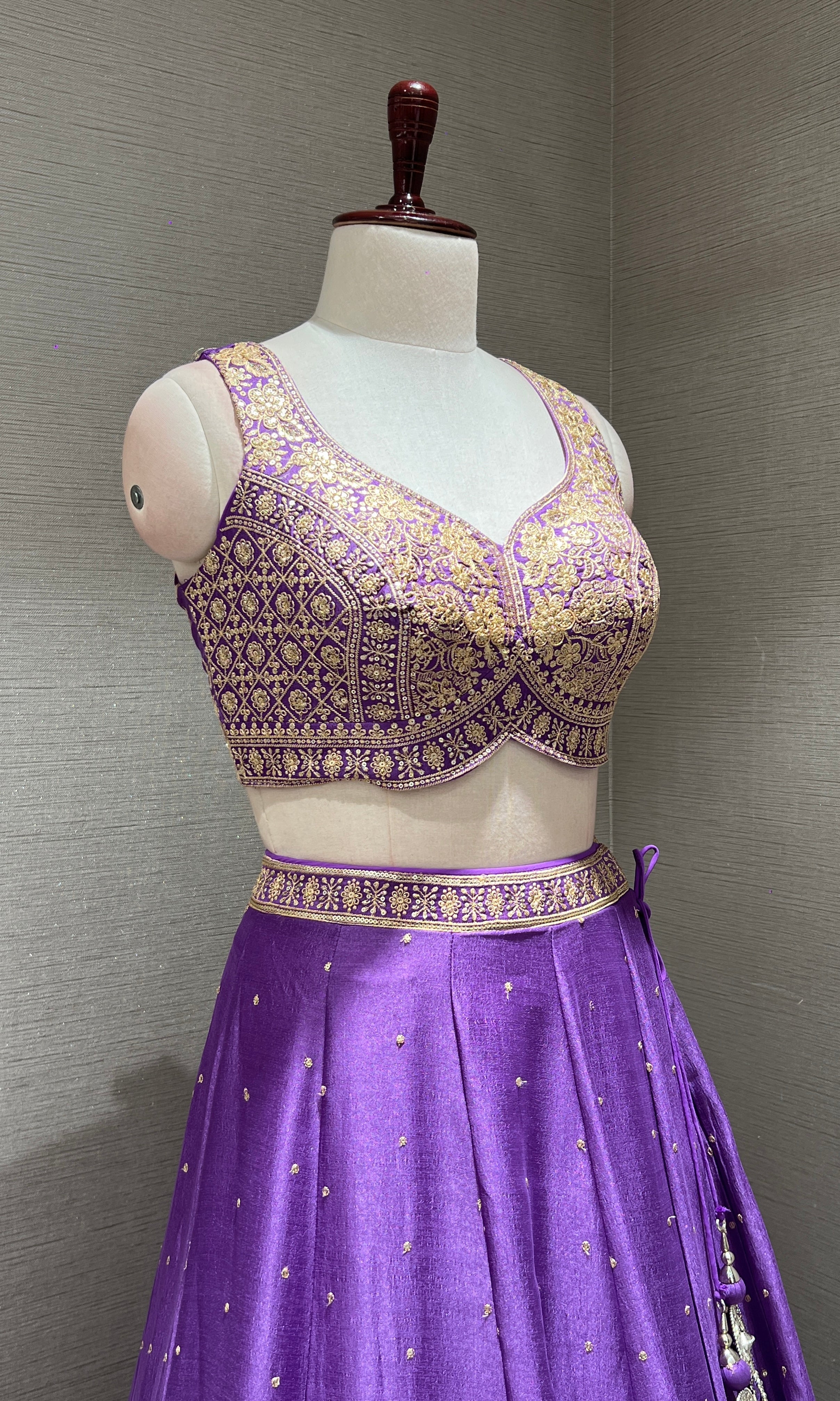 LIGHT Purple Chanderi Silk Embroidered Lehenga Set