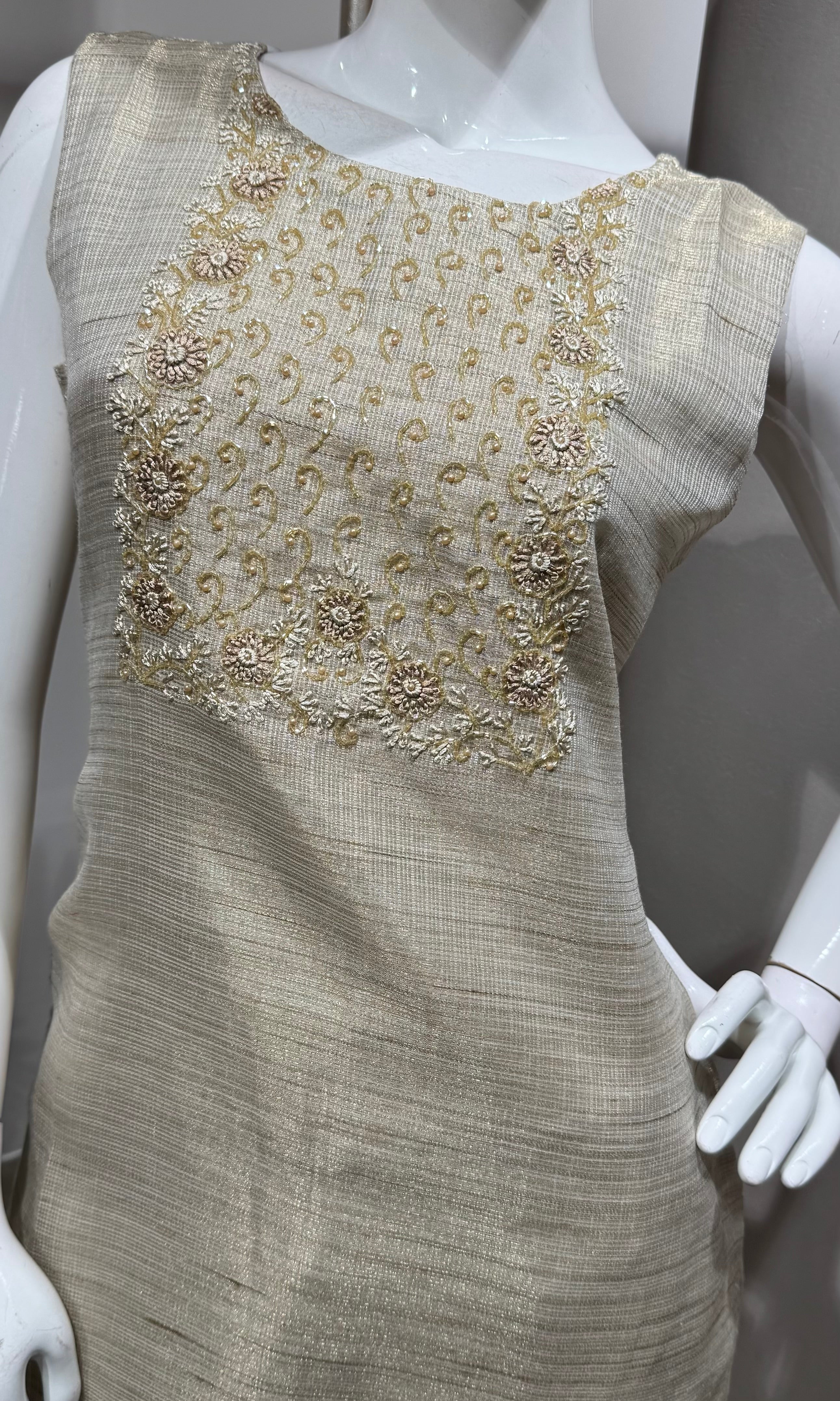 Fawn Elegant Kurta Set with Striped Dupatta