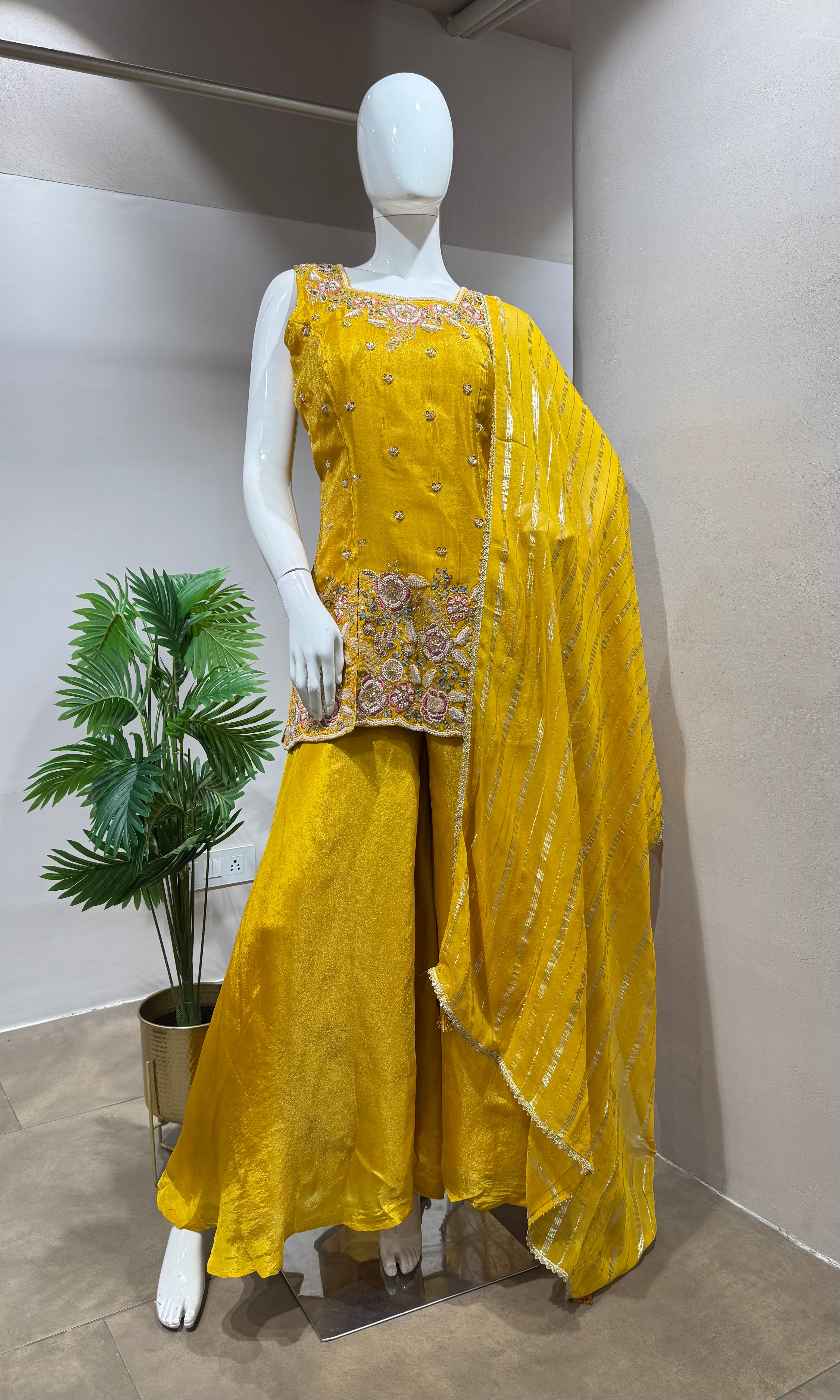 YELLOW GOLDEN GLOW SHARARA SET