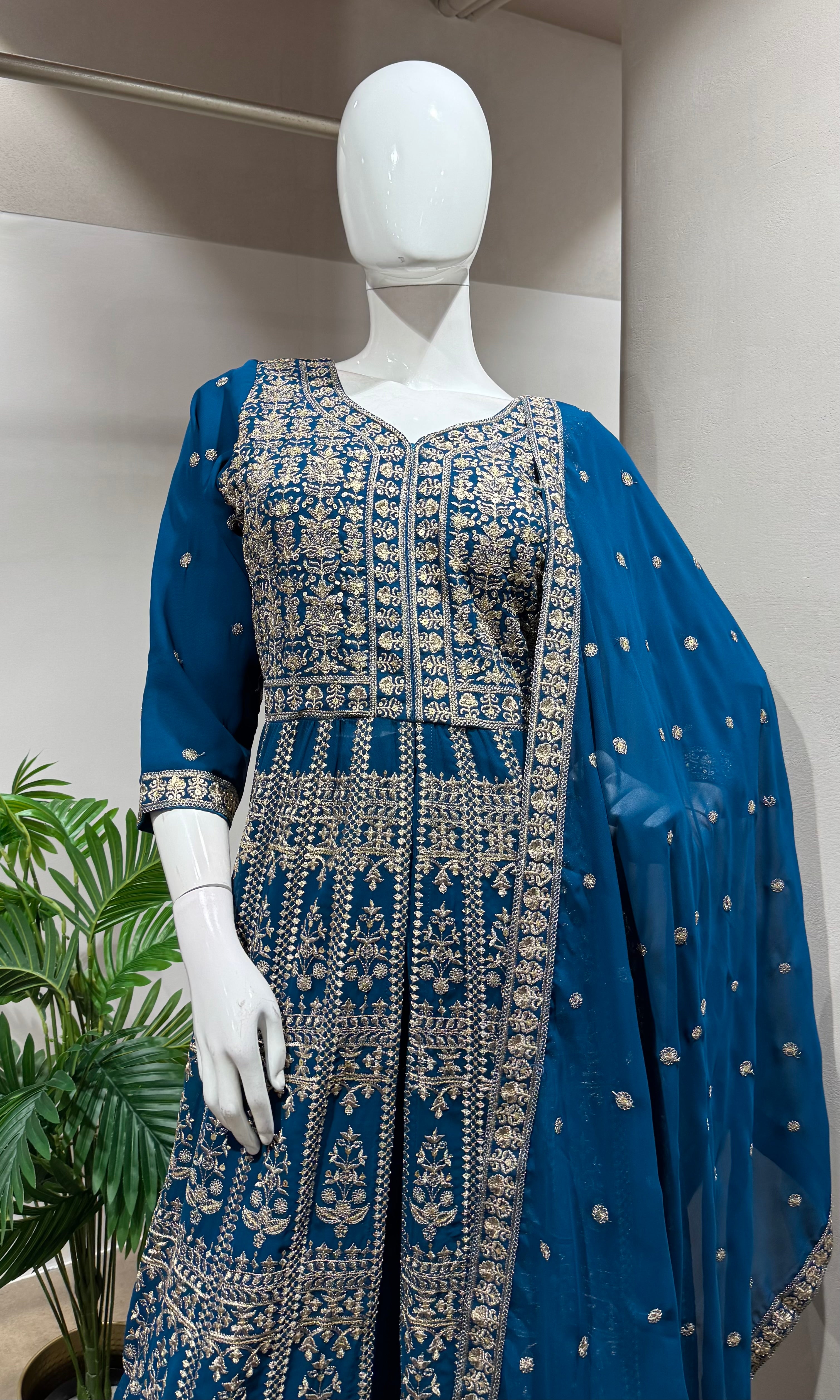 RAMA Embroidered front Slit anarkali set