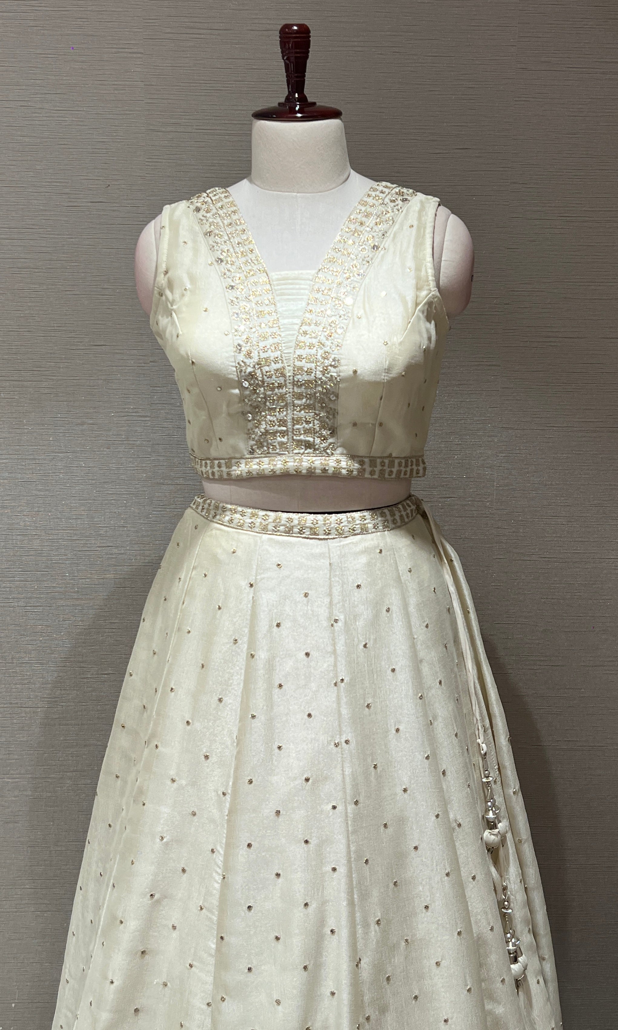 Elegant White Intricate Embroidery Lehenga