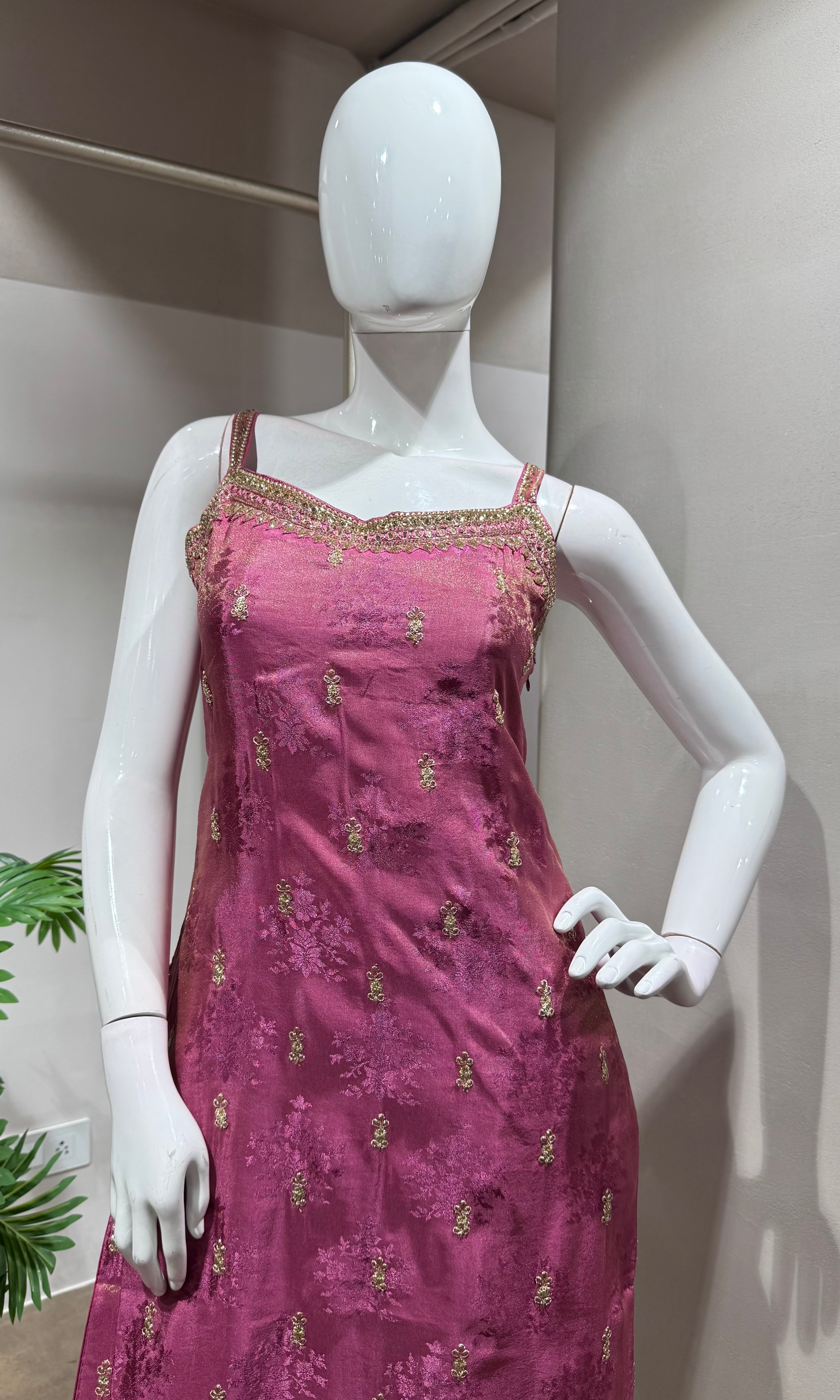 Royal Pink Banarasi KURTA Set