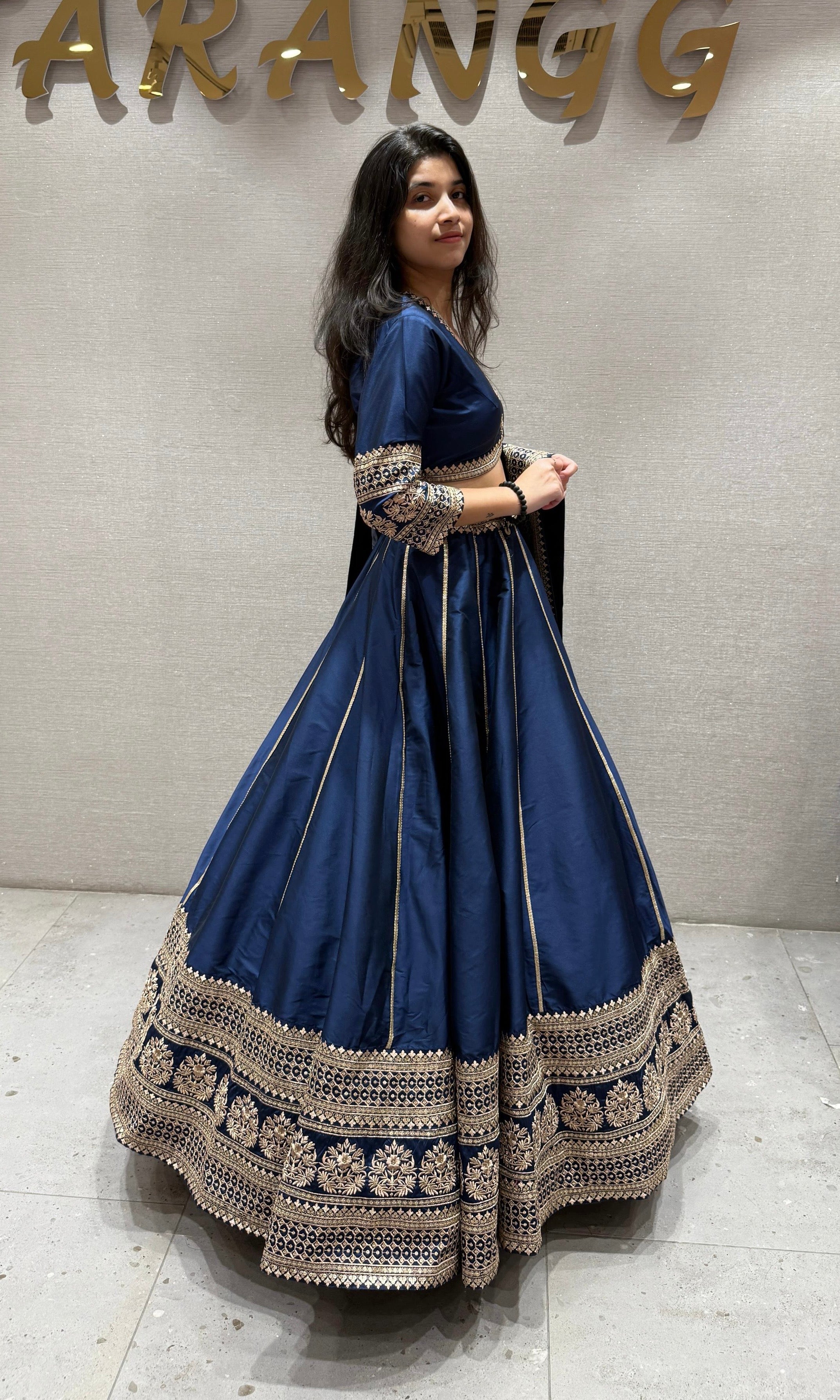 ROYAL BLUE RAW SILK LEHENGA