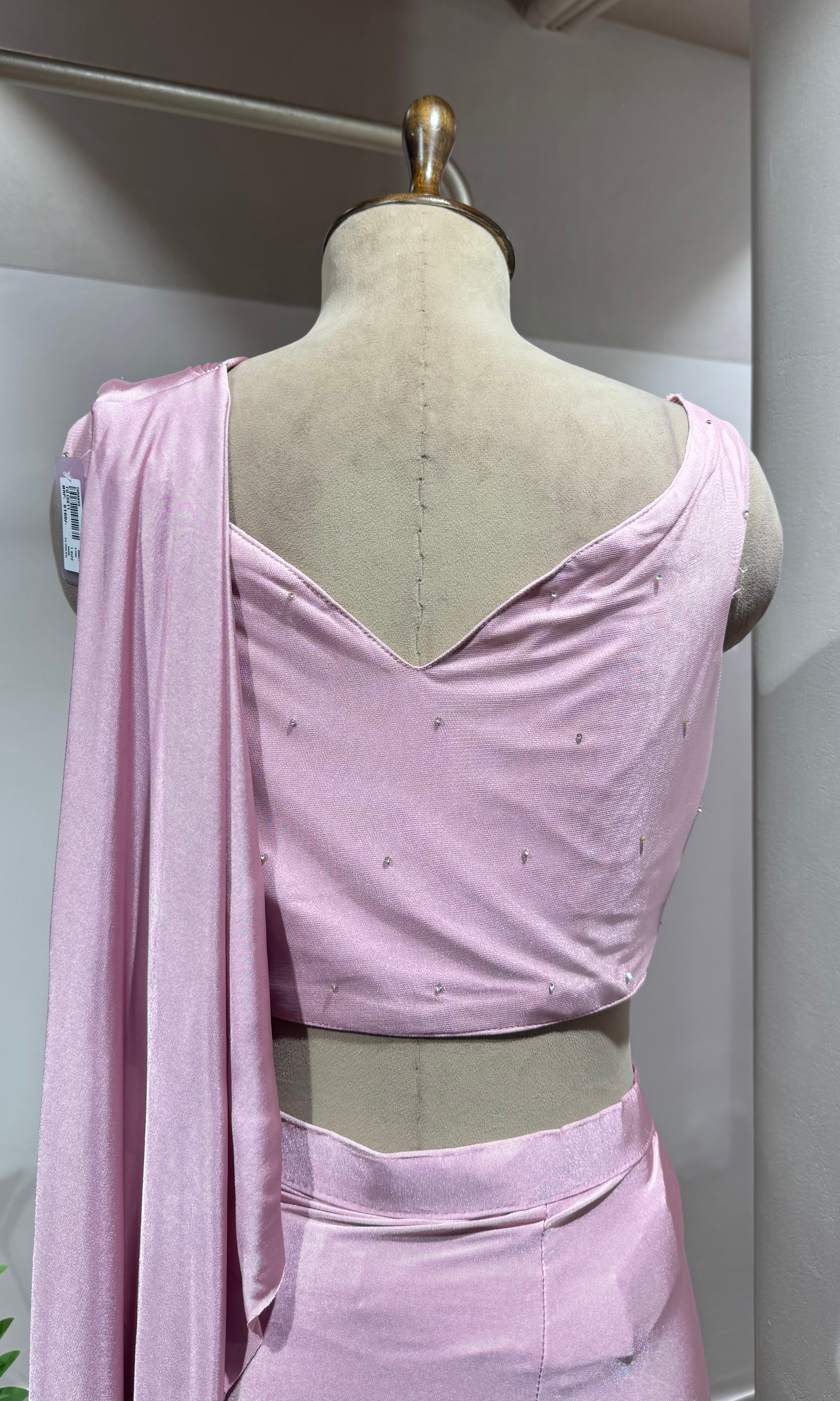 Blush Pink Lycra Drape Saree