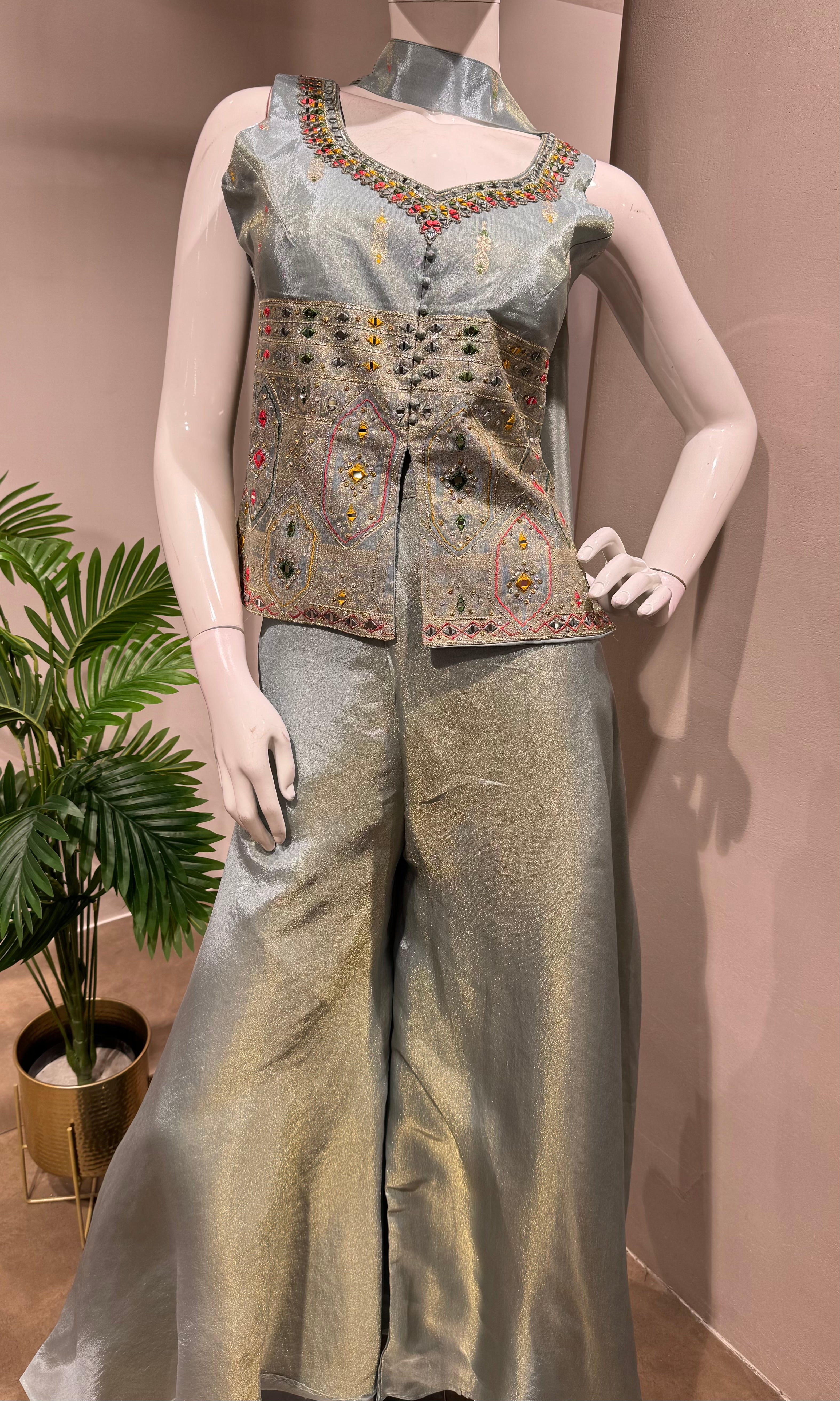 LIGHT BLUE Peplum Top with Palazzo Pants