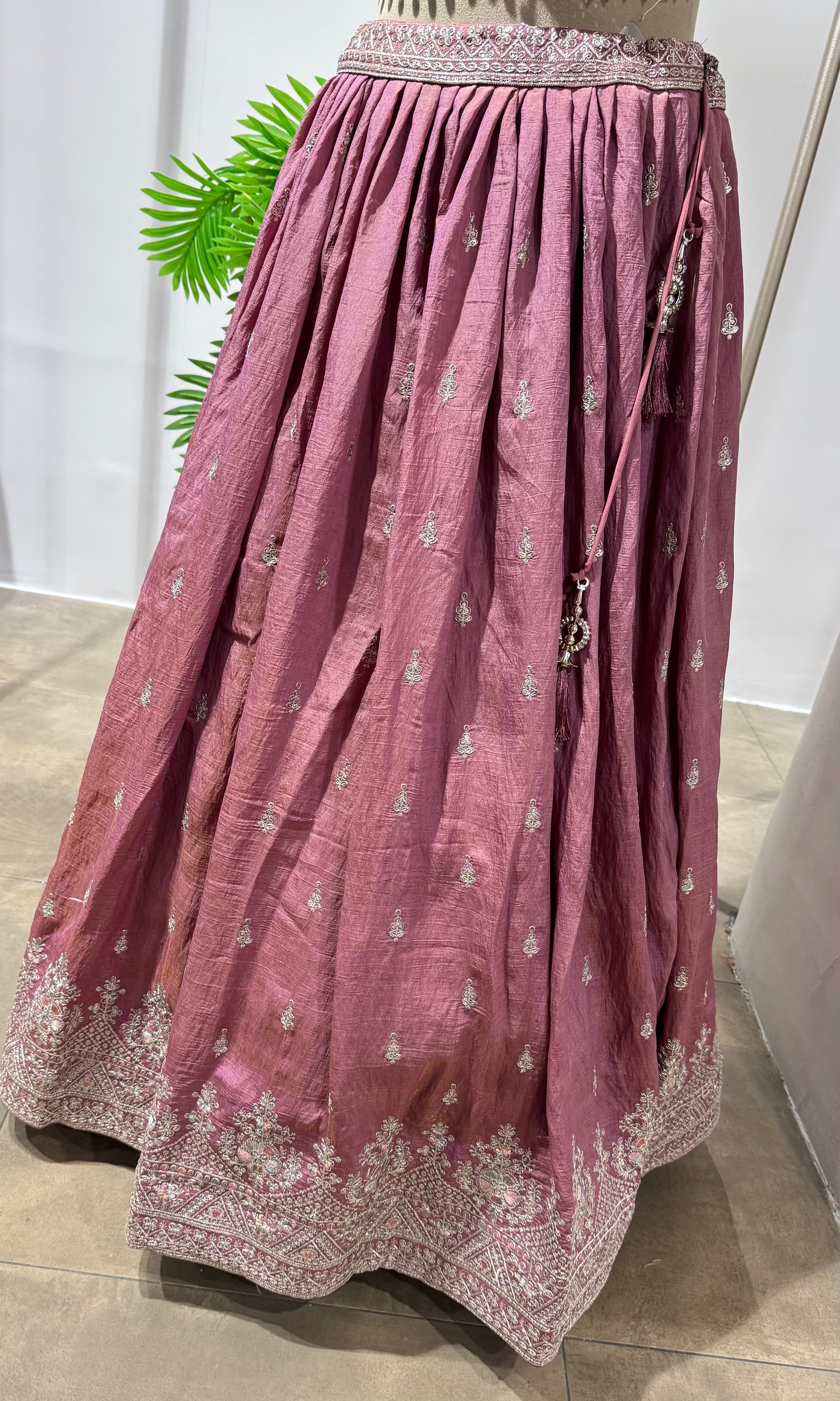 Onion pink Silk Lehenga with Intricate Zari Work