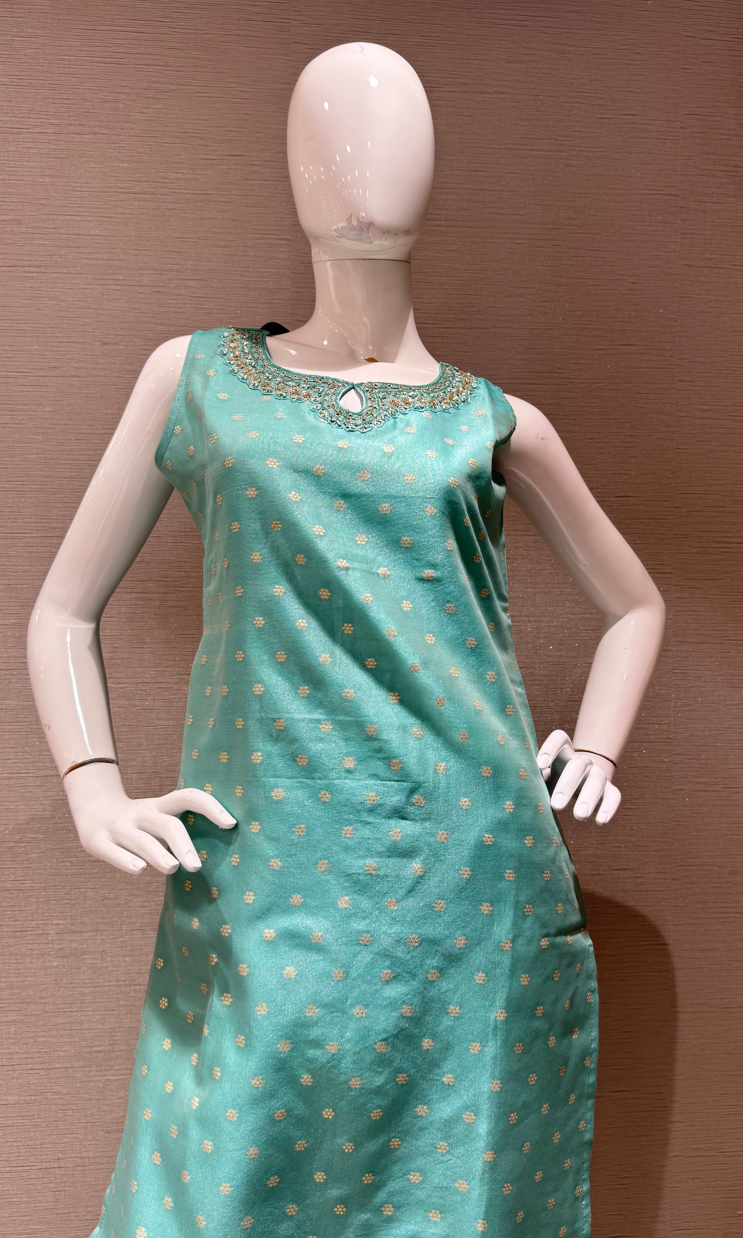 Sea Green Kurta Set with Shimmer Dupatta