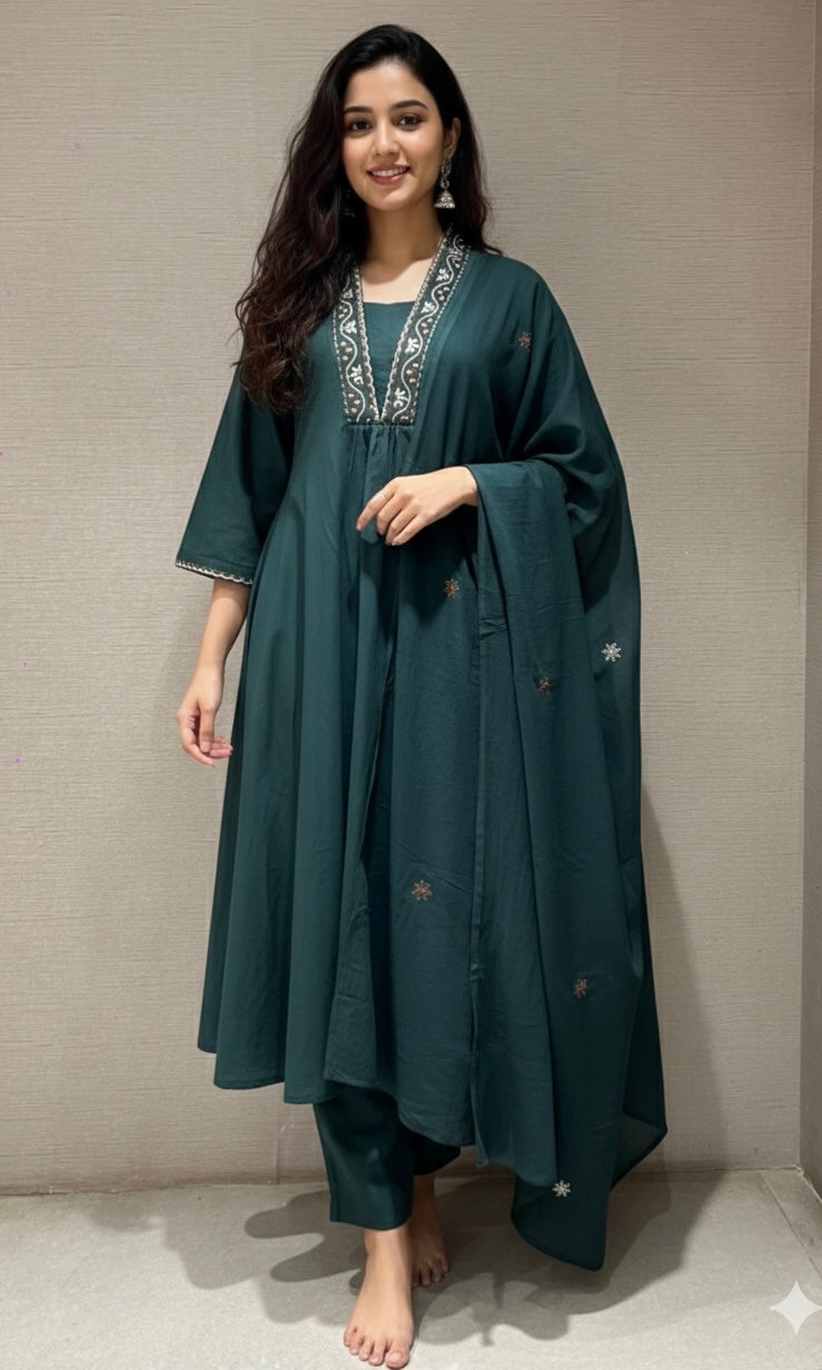 Green A LINE kurta set