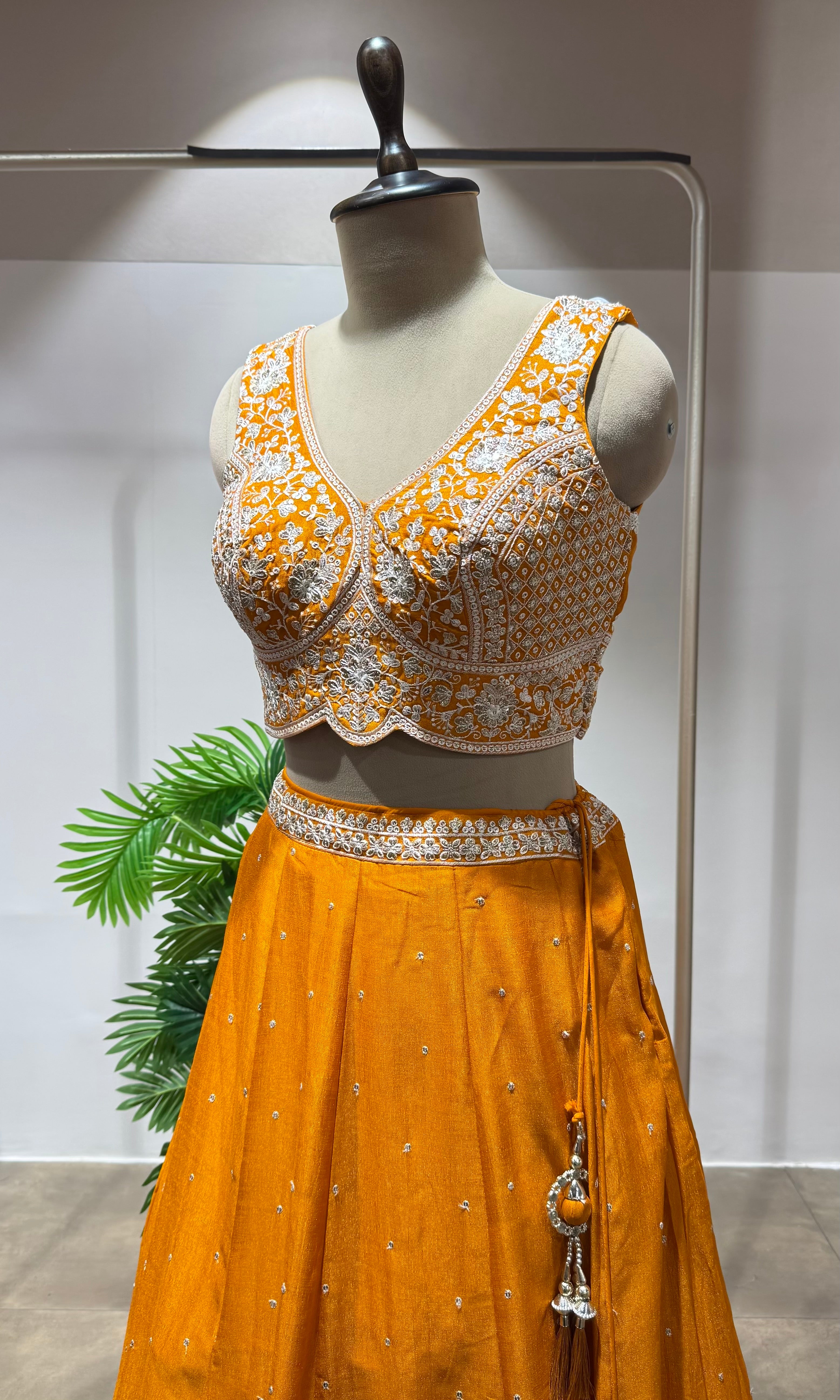 Orange Lehenga set with Blouse & Dupatta