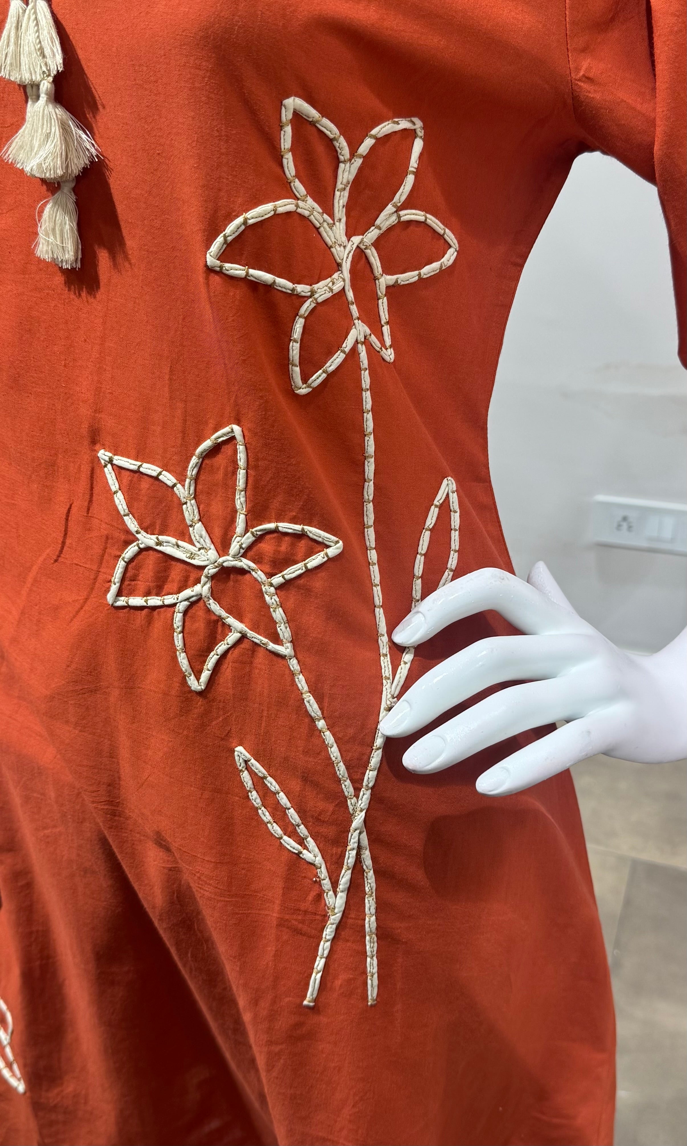 Rust cotton linen Kurti set