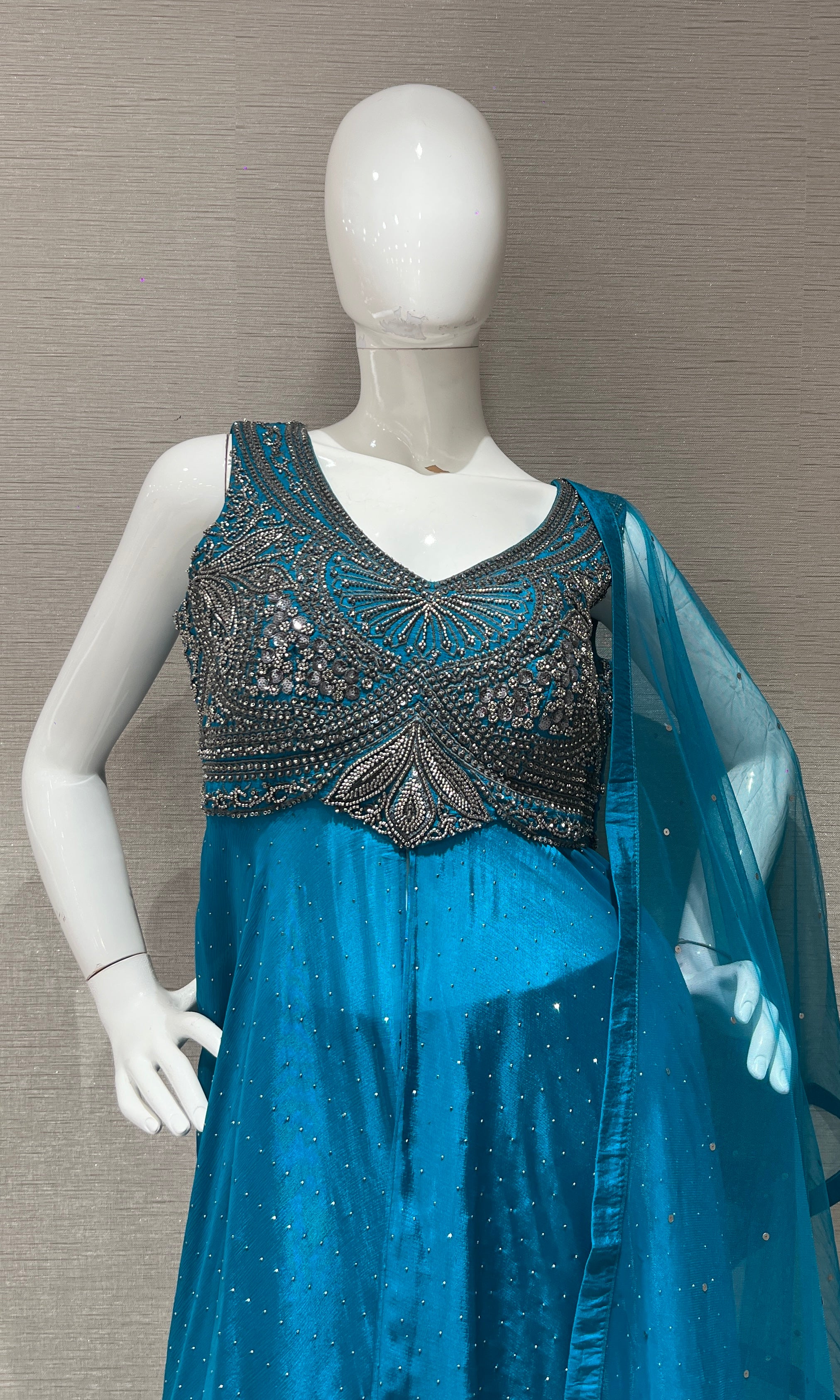 Rama Shimmer anarkali with palazzo pants