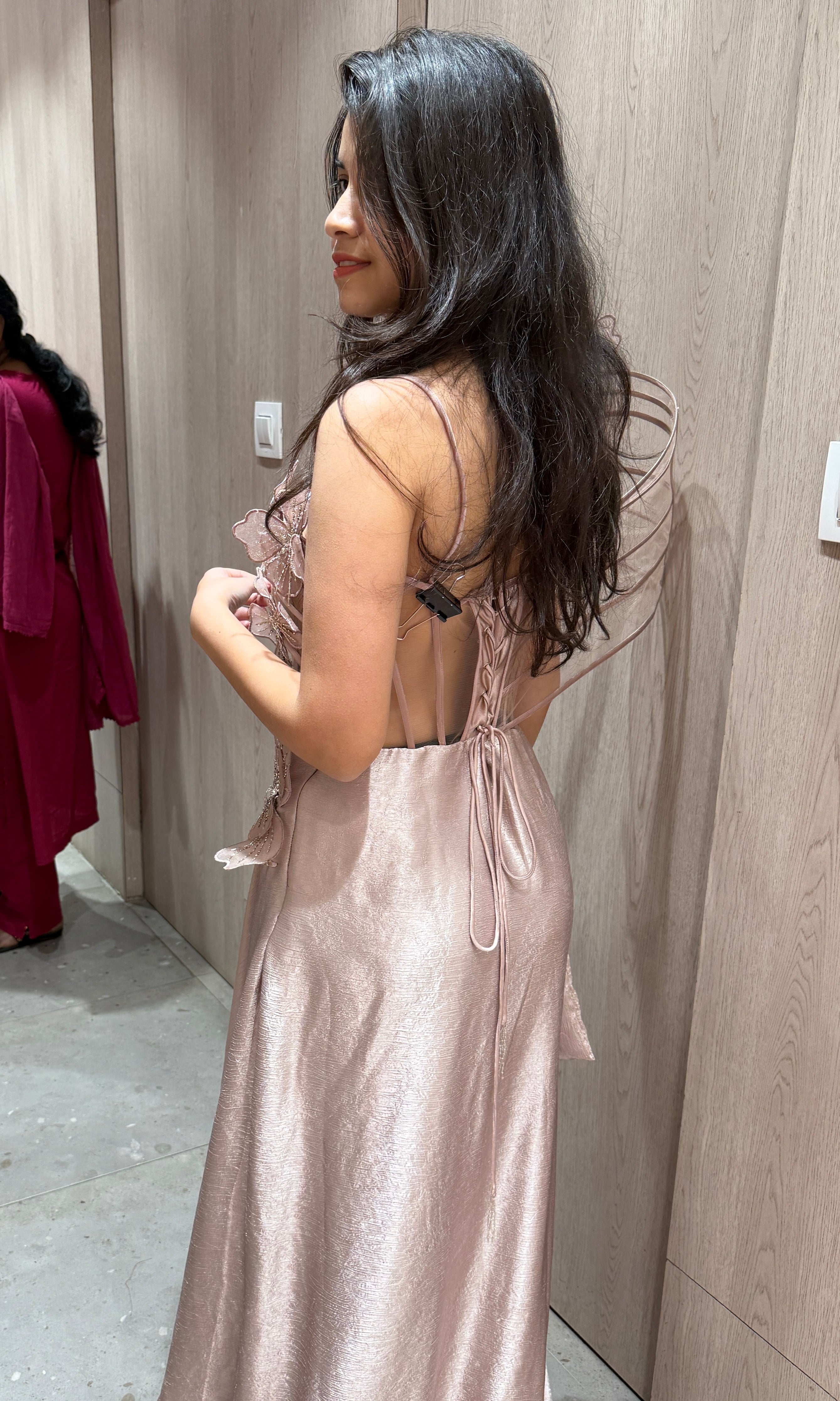 Mowe Gold Floral Applique Gown